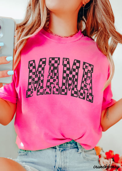 Mama Outline Checkered Tee *12 Colors (S-3X) Chloe Vs Tank The Boutique