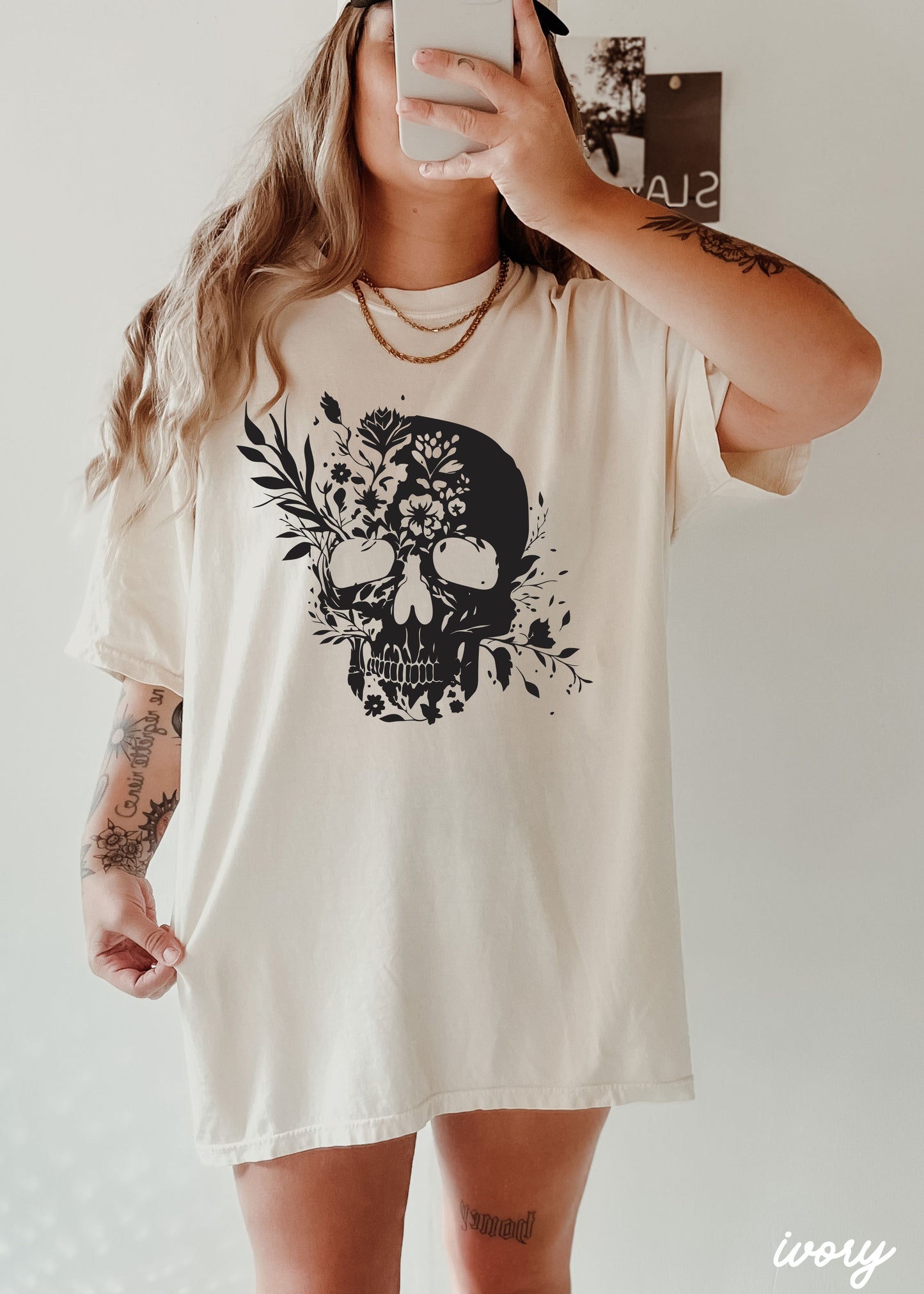 Floral Skull Tee *8 Colors (S-3X) Chloe Vs Tank The Boutique