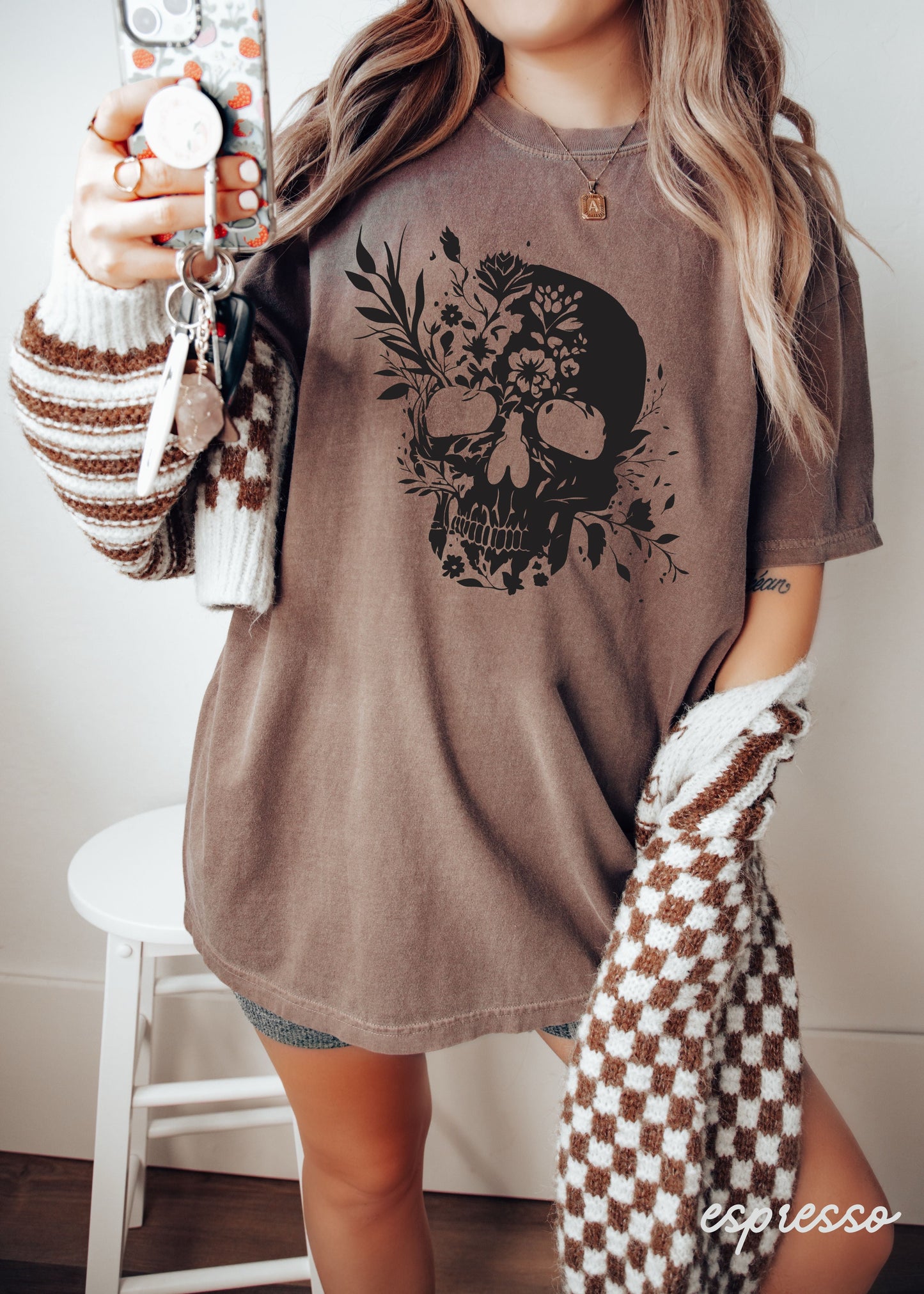 Floral Skull Tee *8 Colors (S-3X) Chloe Vs Tank The Boutique