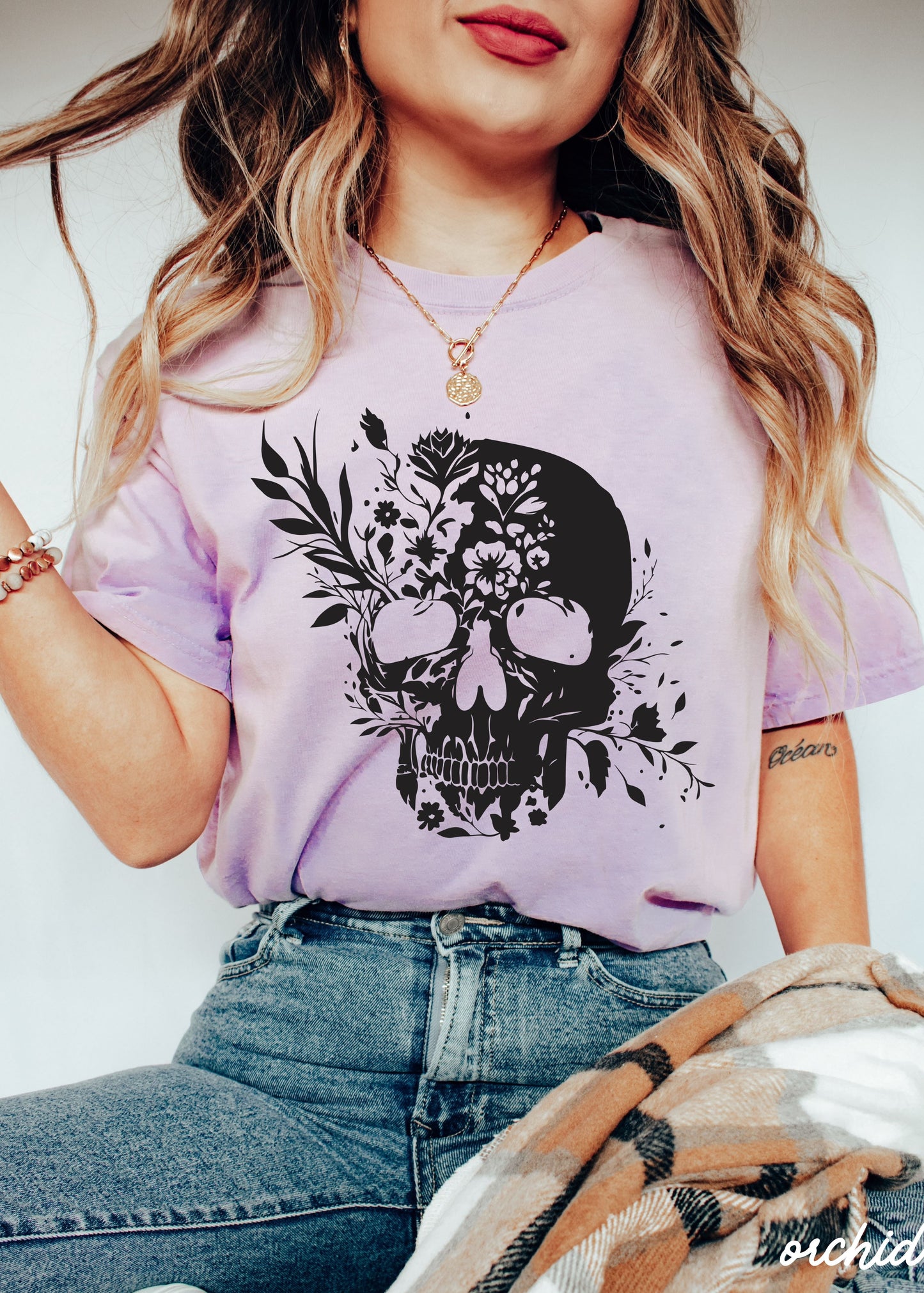 Floral Skull Tee *8 Colors (S-3X) Chloe Vs Tank The Boutique