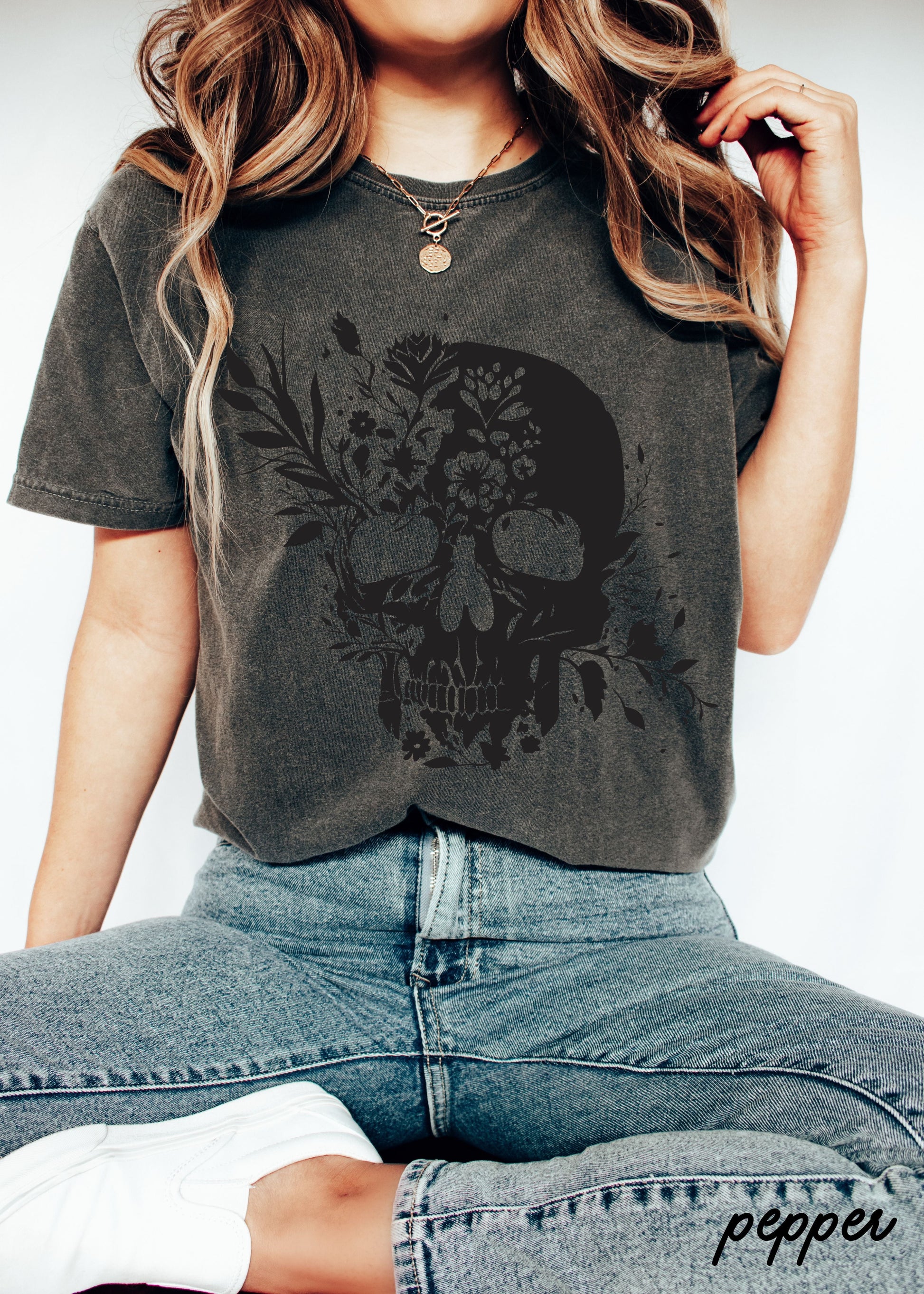 Floral Skull Tee *8 Colors (S-3X) Chloe Vs Tank The Boutique