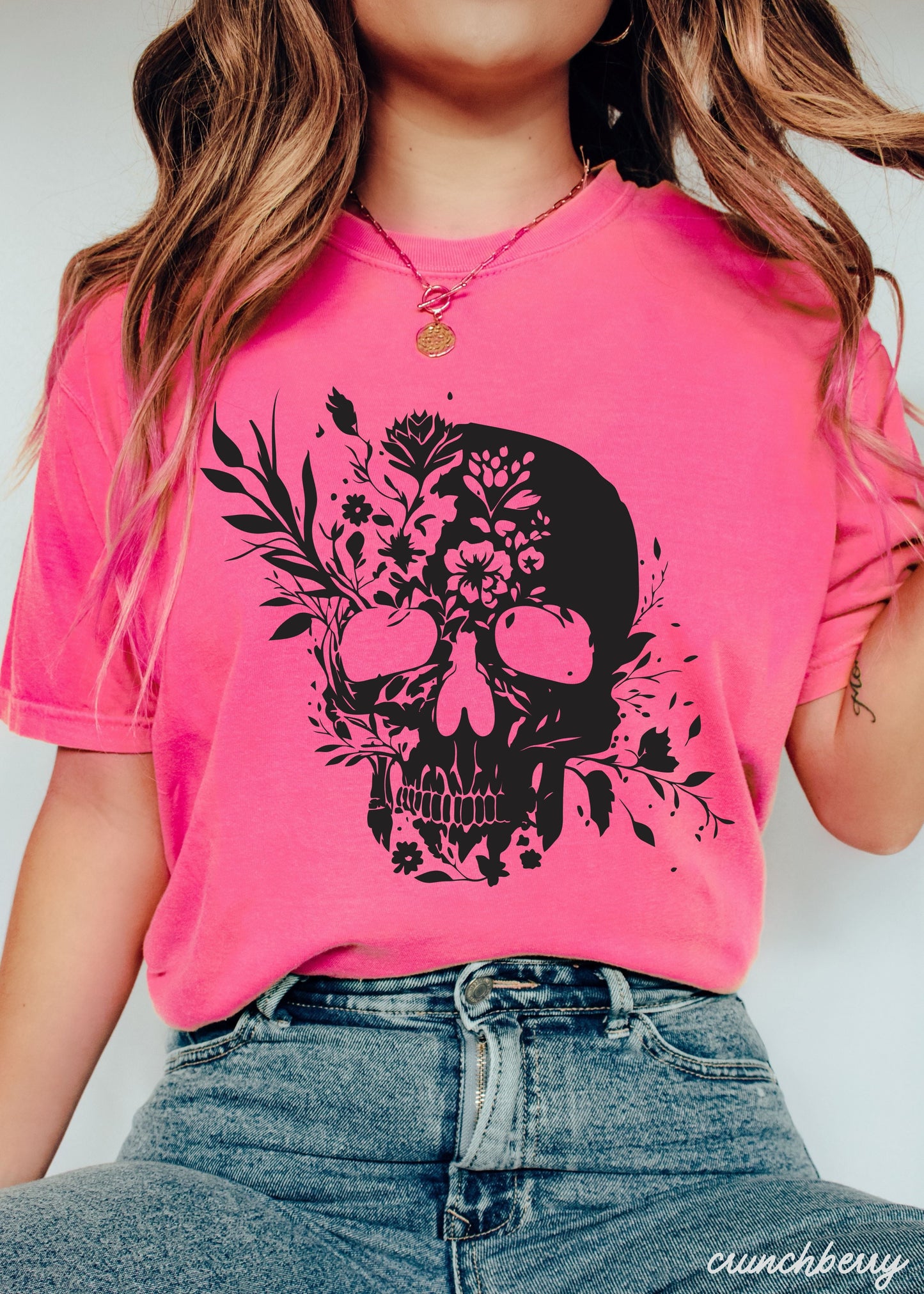 Floral Skull Tee *8 Colors (S-3X) Chloe Vs Tank The Boutique