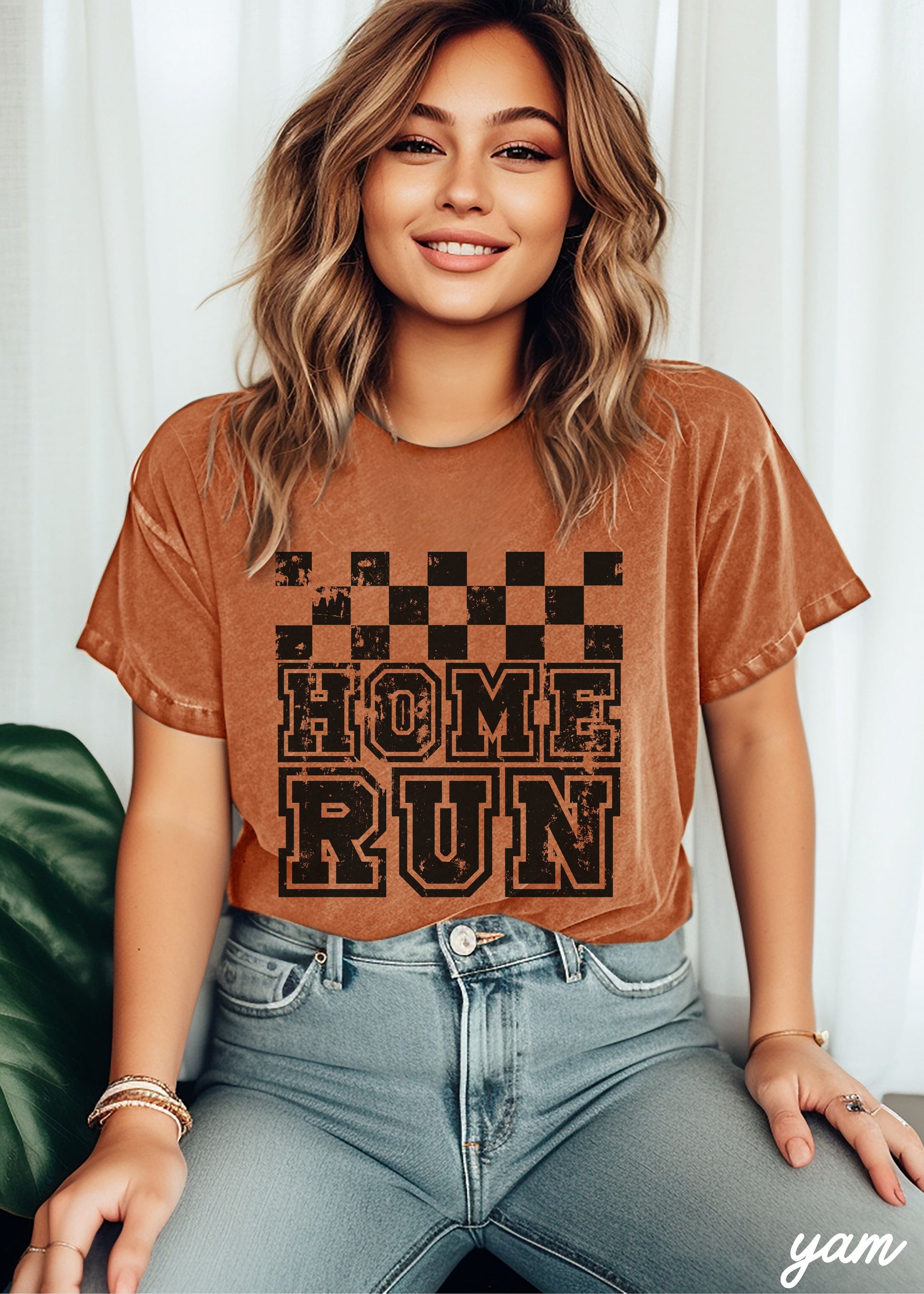 Home Run Checkered Tee *13 Colors (S-3X) Chloe Vs Tank The Boutique
