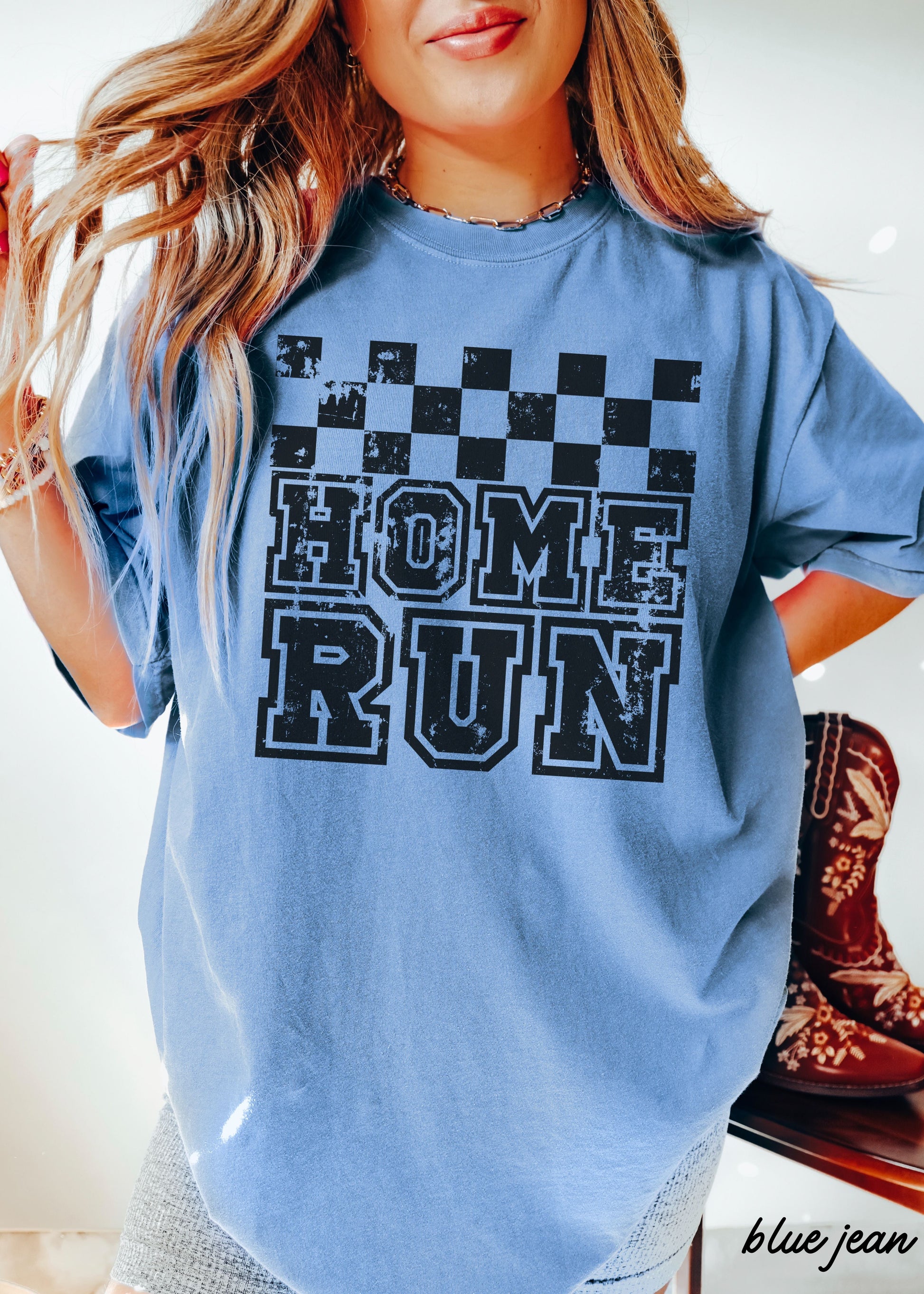 Home Run Checkered Tee *13 Colors (S-3X) Chloe Vs Tank The Boutique