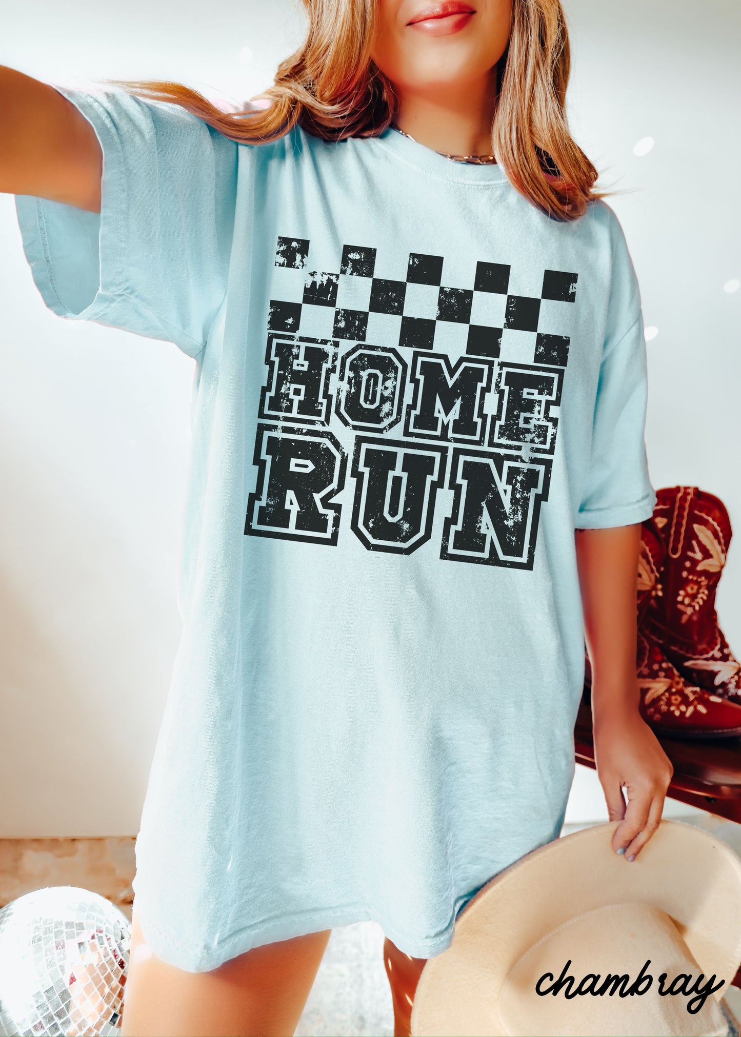 Home Run Checkered Tee *13 Colors (S-3X) Chloe Vs Tank The Boutique