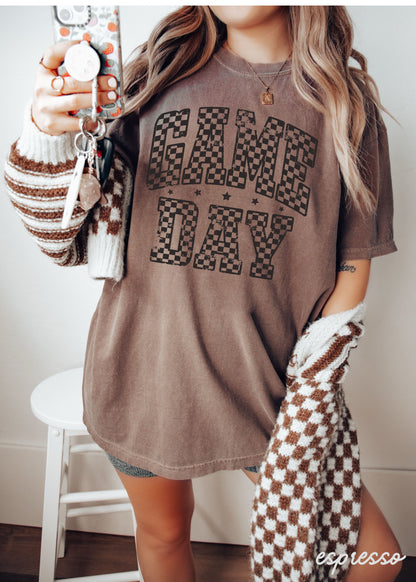 Game Day Checkered Tee *12 Colors (S-3X) Chloe Vs Tank The Boutique