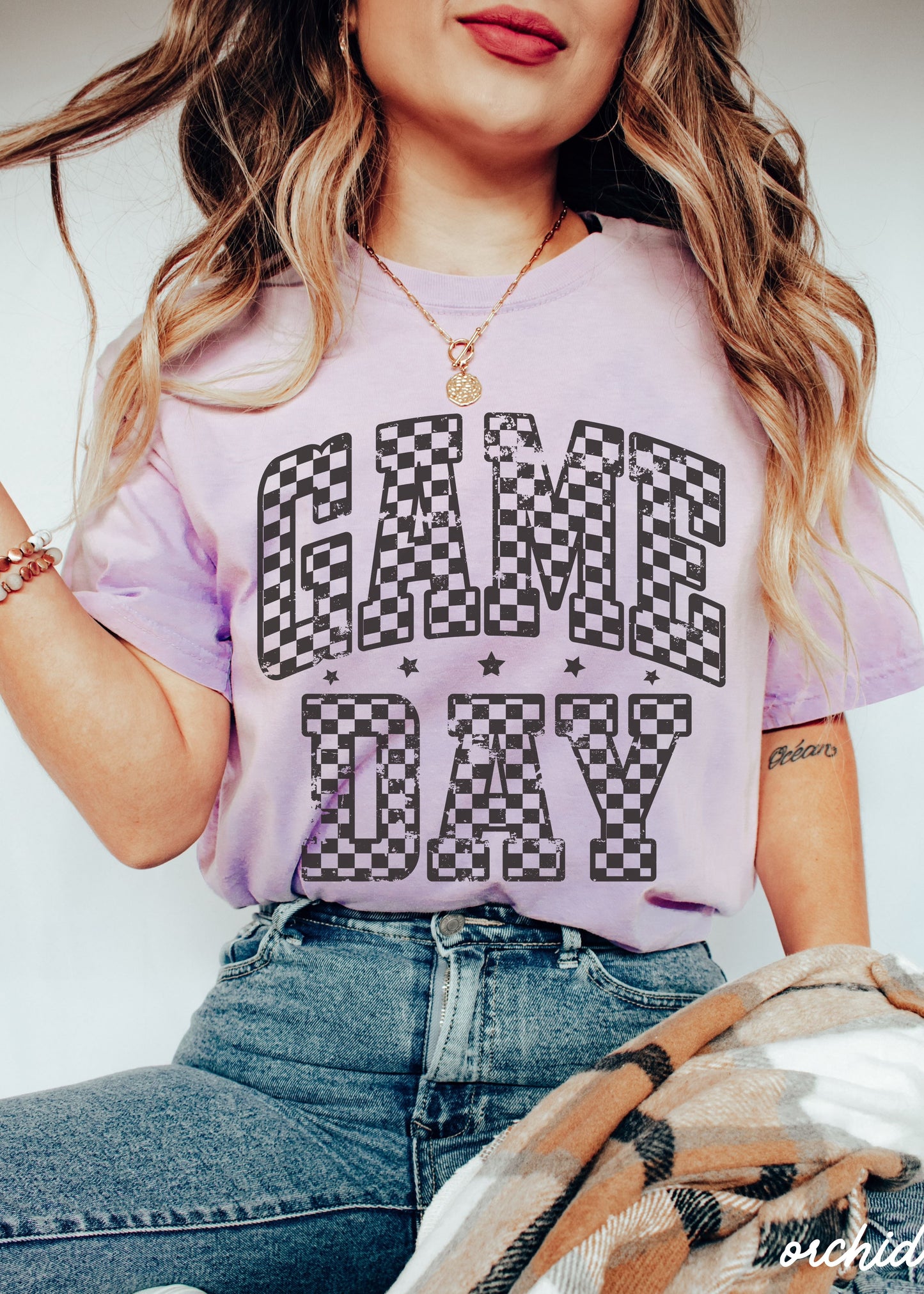 Game Day Checkered Tee *12 Colors (S-3X) Chloe Vs Tank The Boutique