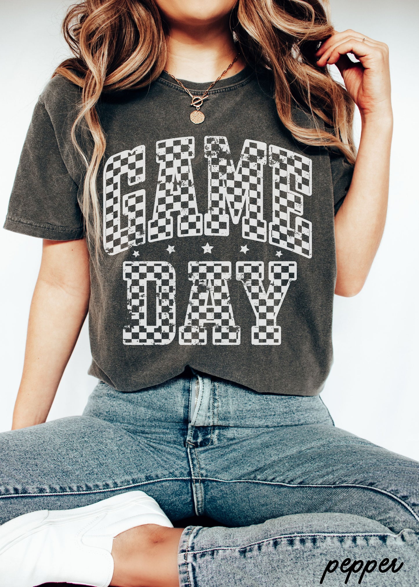 Game Day Checkered Tee *12 Colors (S-3X) Chloe Vs Tank The Boutique