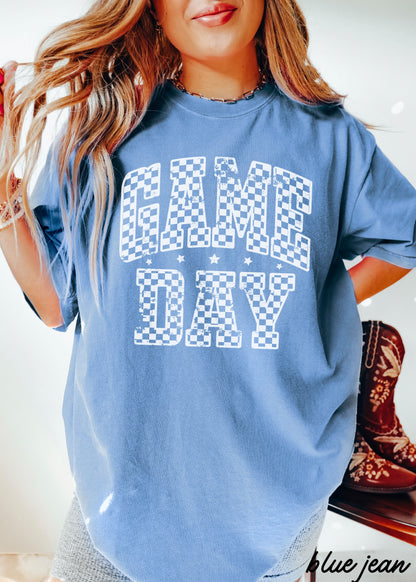 Game Day Checkered Tee *12 Colors (S-3X) Chloe Vs Tank The Boutique