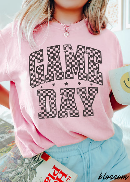 Game Day Checkered Tee *12 Colors (S-3X) Chloe Vs Tank The Boutique