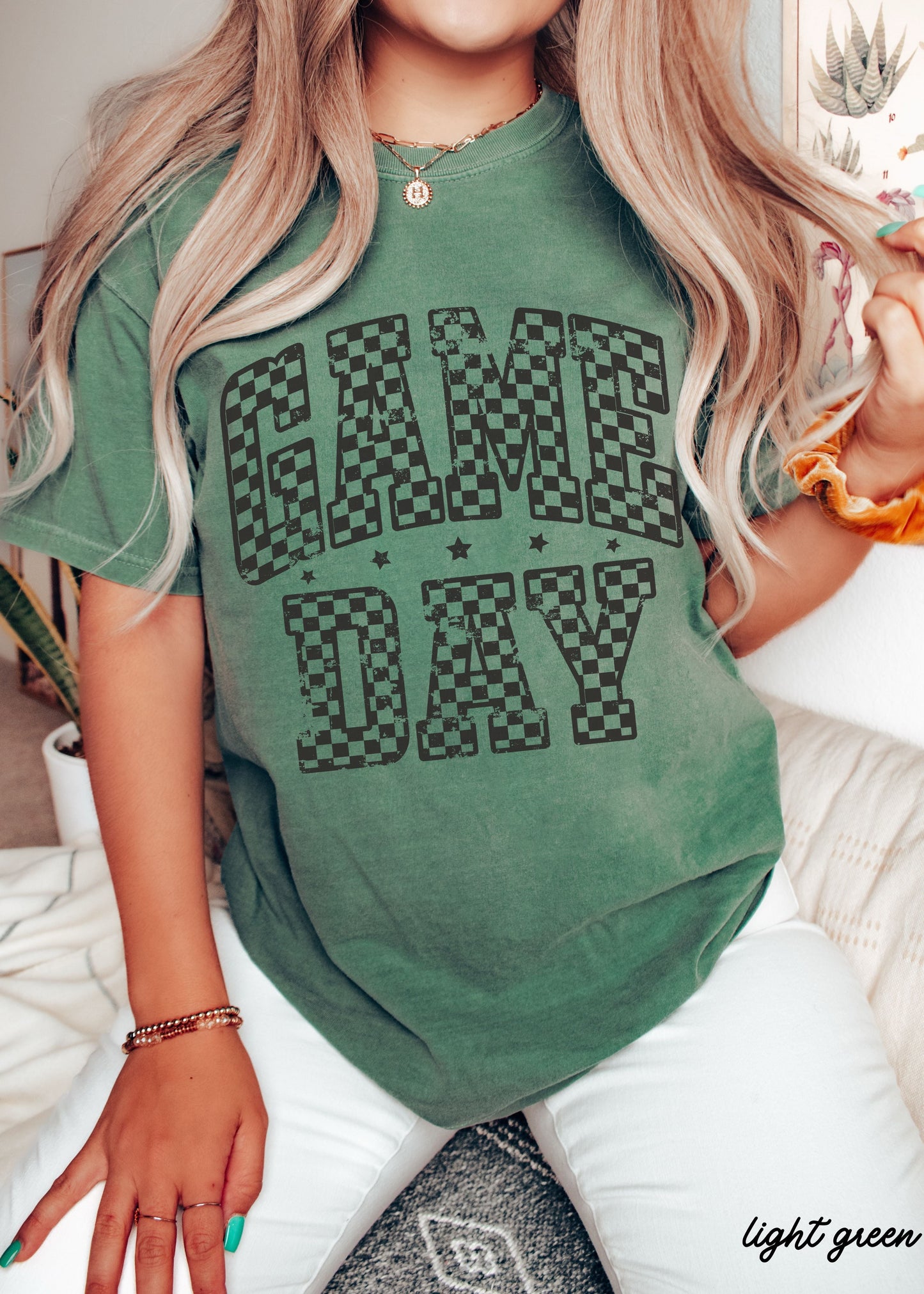 Game Day Checkered Tee *12 Colors (S-3X) Chloe Vs Tank The Boutique