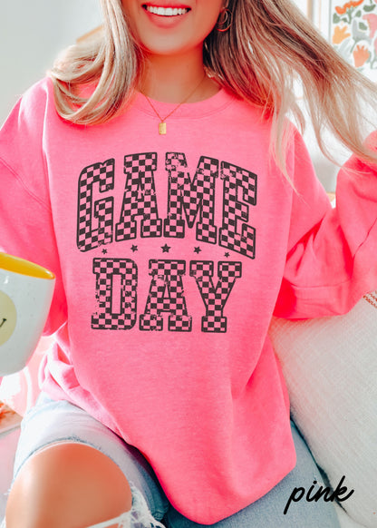 Game Day Checkered Sweatshirt *6 Colors (S-3X) Chloe Vs Tank The Boutique