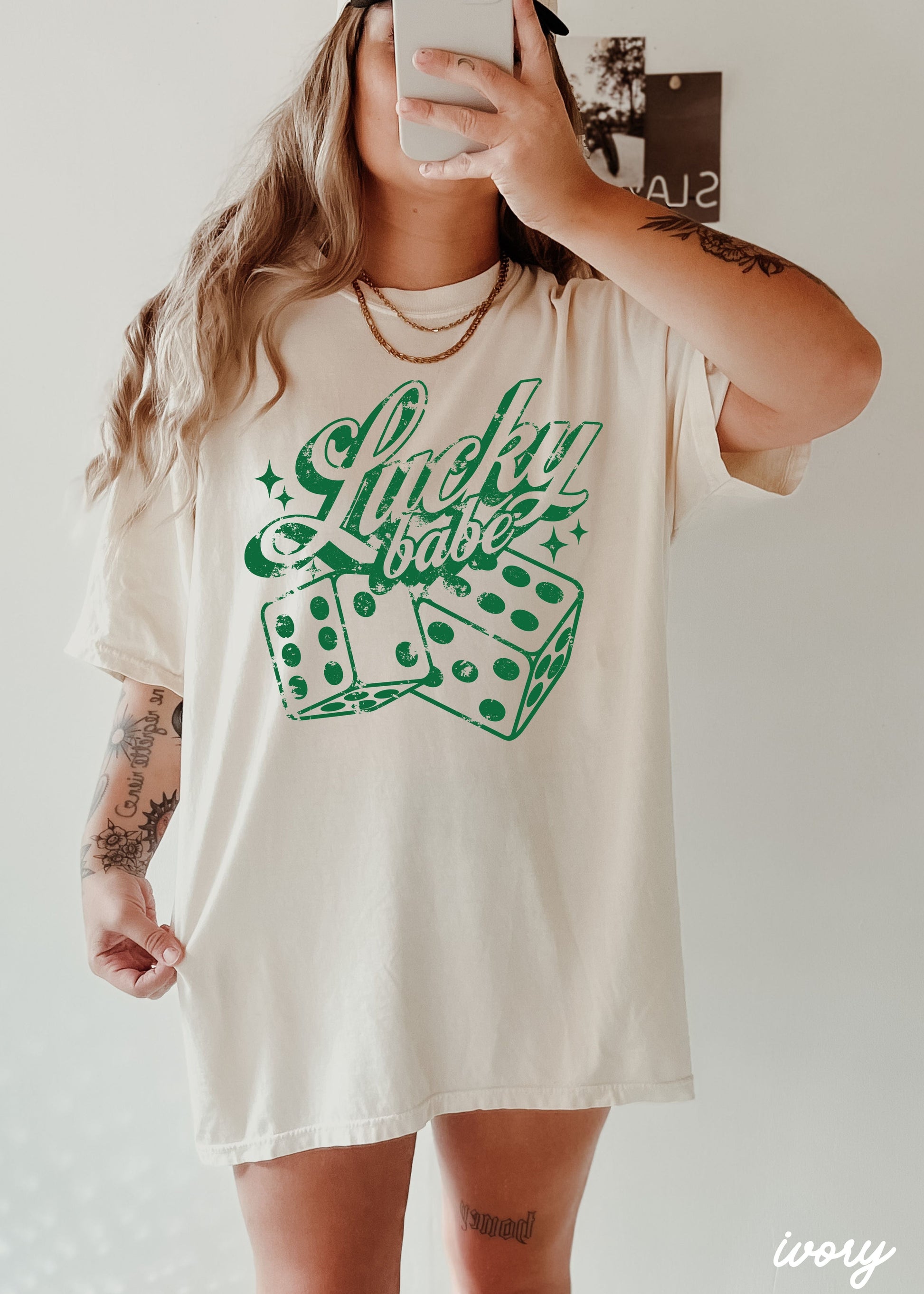 Lucky Babe Dice Comfort Colors Tee *8 Colors (S-3X) Chloe Vs Tank The Boutique