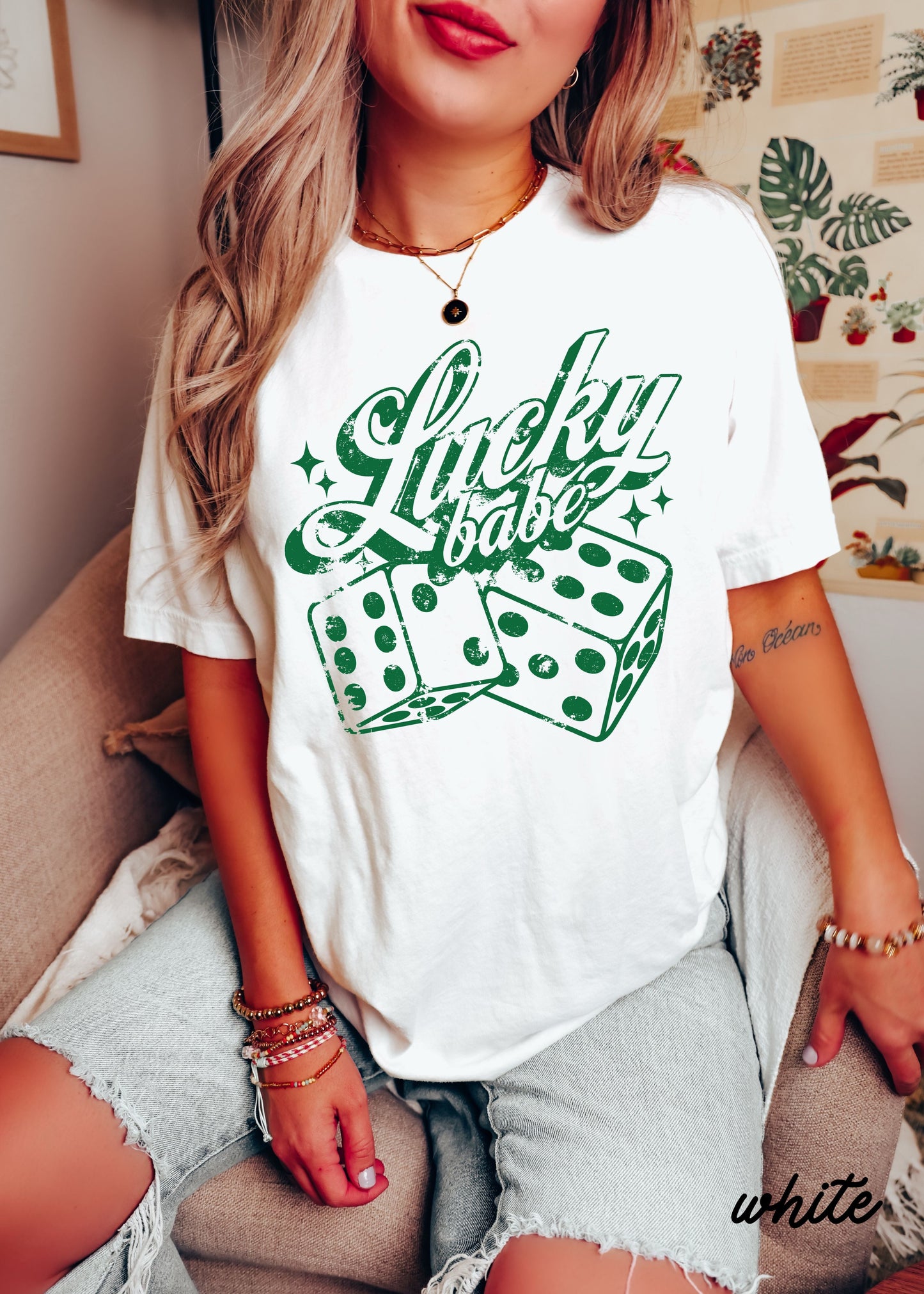 Lucky Babe Dice Comfort Colors Tee *8 Colors (S-3X) Chloe Vs Tank The Boutique