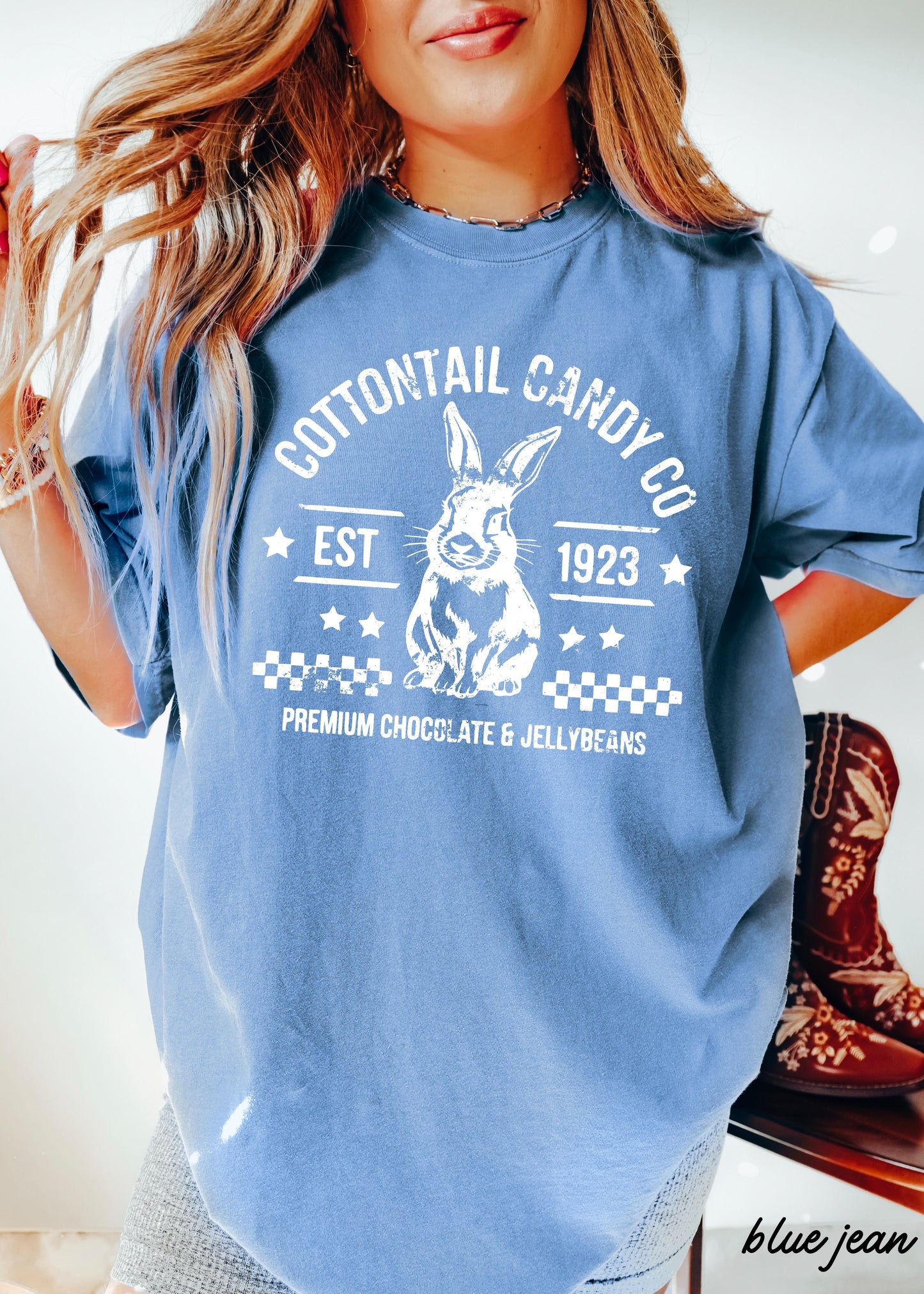 Cottontail Candy Co Comfort Colors Tee *14 Colors (S-3X) Chloe Vs Tank The Boutique