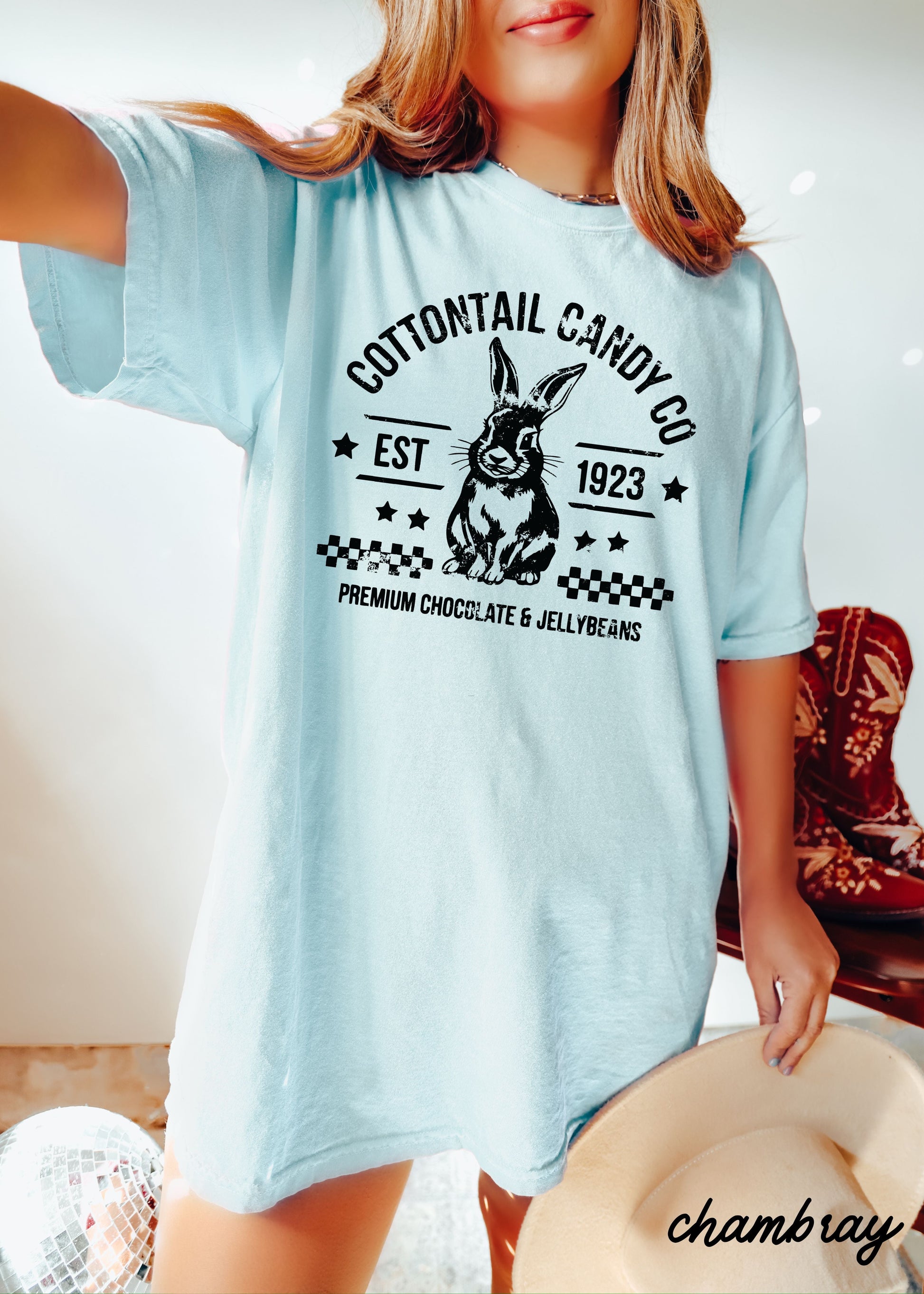 Cottontail Candy Co Comfort Colors Tee *14 Colors (S-3X) Chloe Vs Tank The Boutique