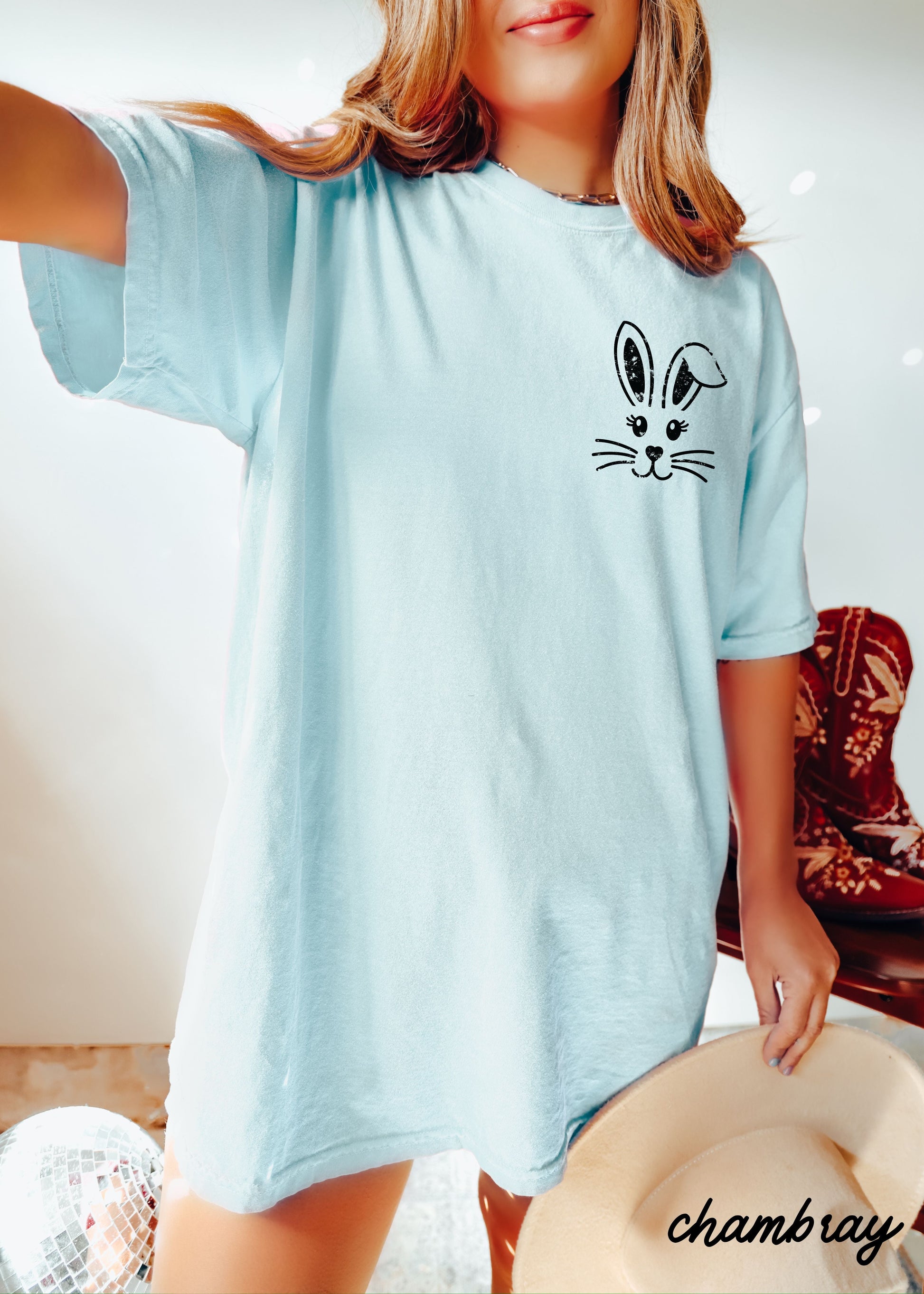 Pocket Bunny Comfort Colors Tee *15 Colors (S-3X) Chloe Vs Tank The Boutique