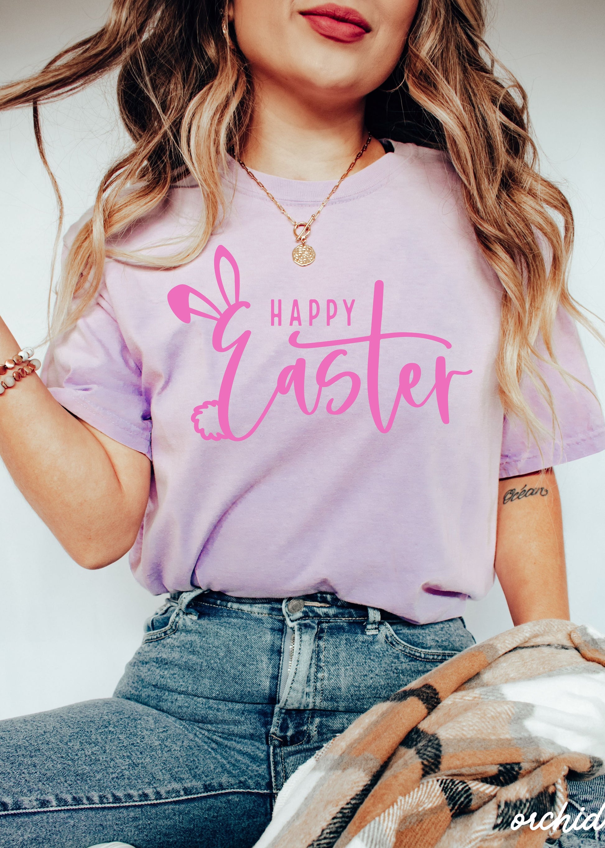 Happy Easter Comfort Colors Tee *15 Colors (S-3X) Chloe Vs Tank The Boutique