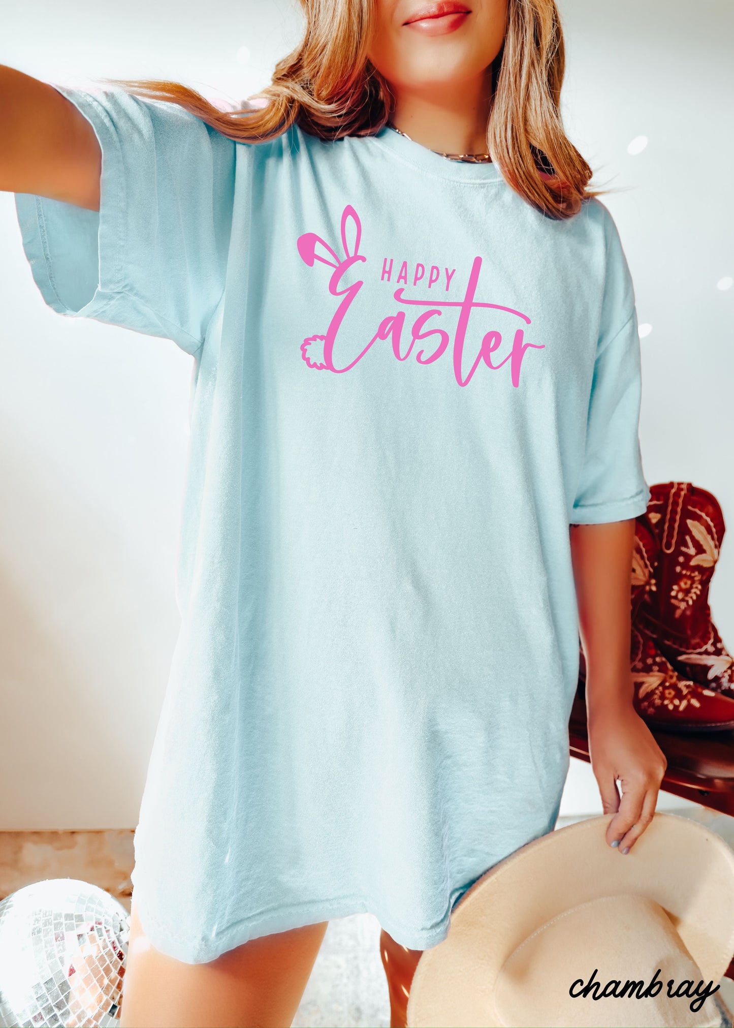 Happy Easter Comfort Colors Tee *15 Colors (S-3X) Chloe Vs Tank The Boutique