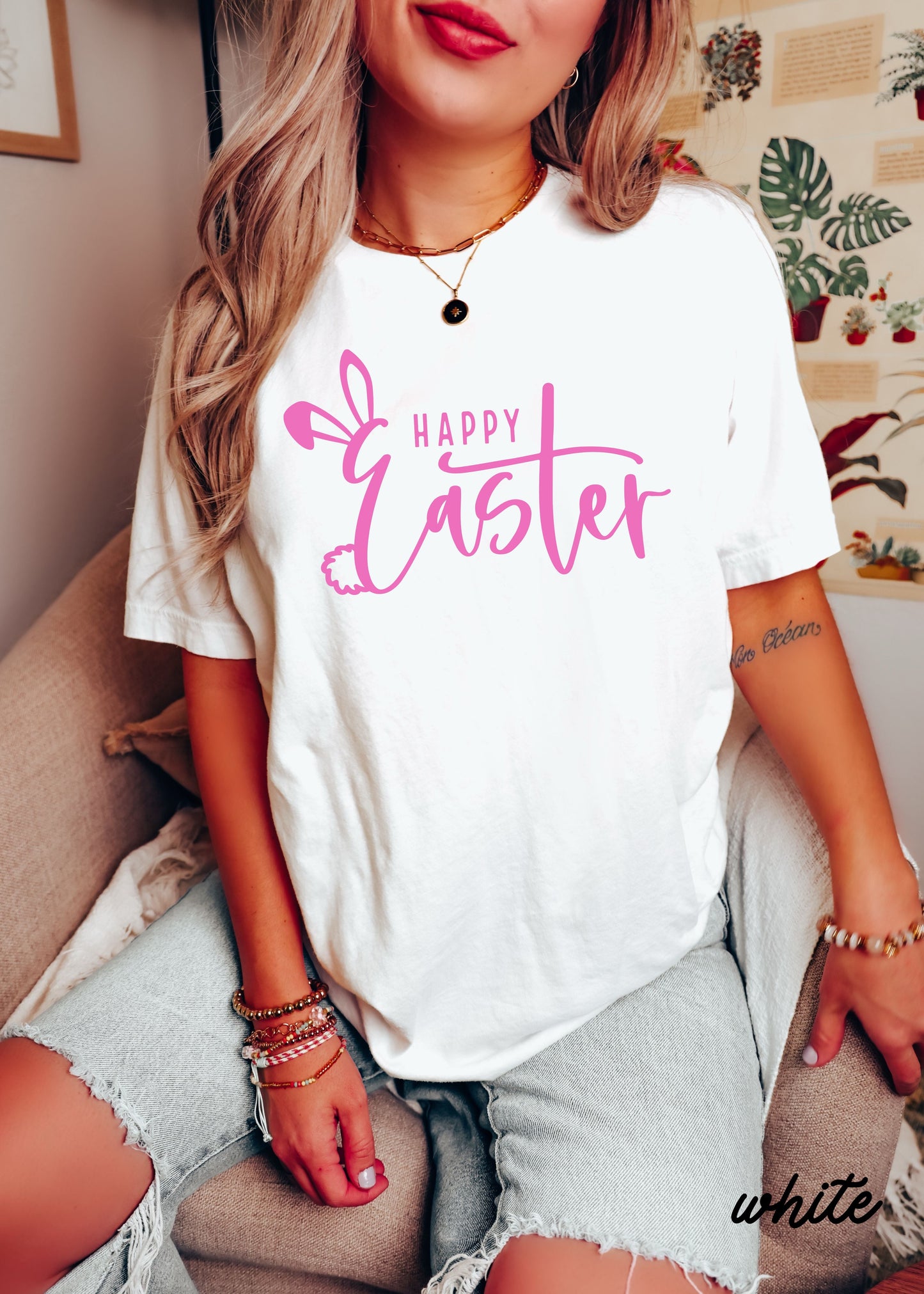 Happy Easter Comfort Colors Tee *15 Colors (S-3X) Chloe Vs Tank The Boutique