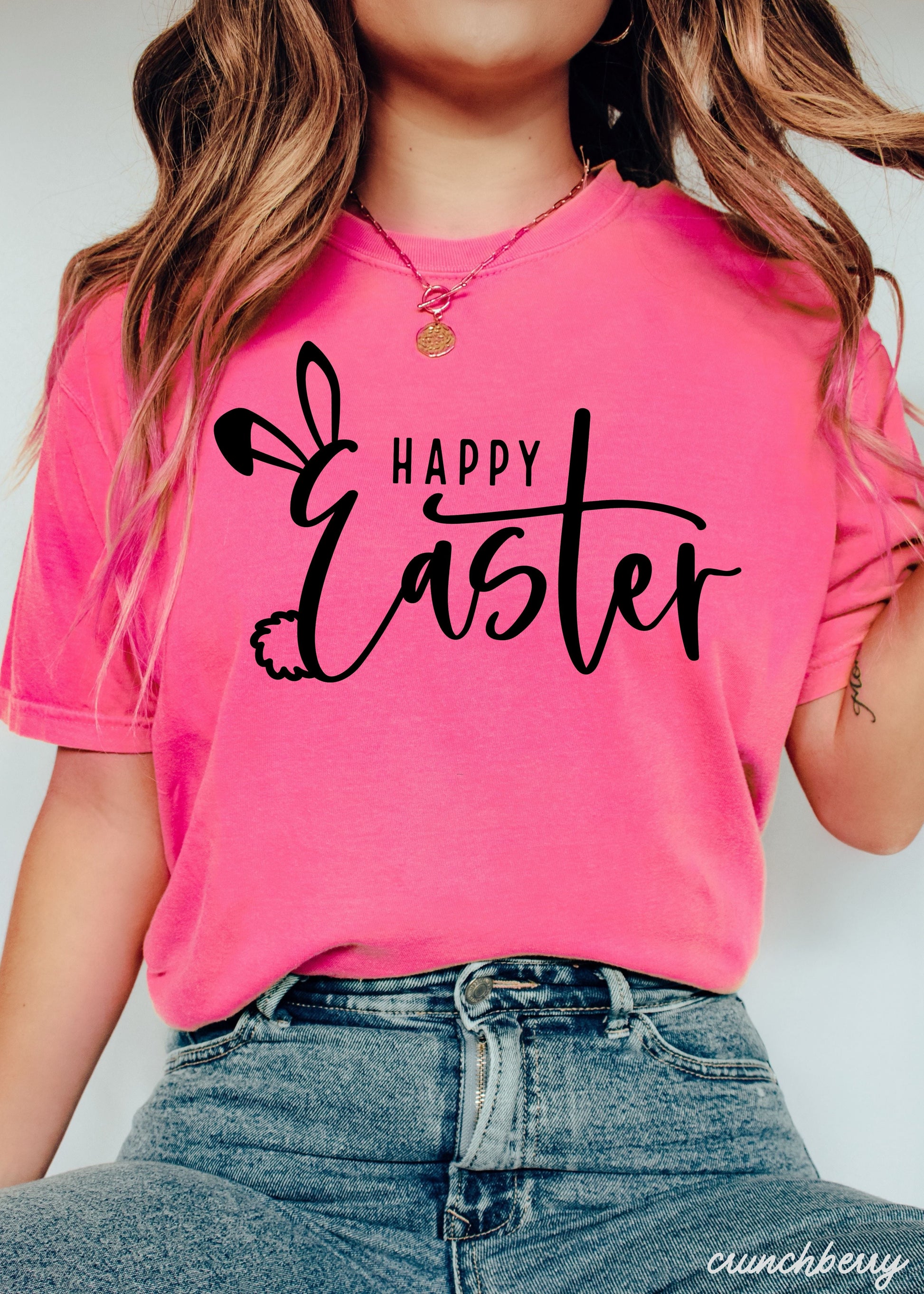 Happy Easter Comfort Colors Tee *15 Colors (S-3X) Chloe Vs Tank The Boutique