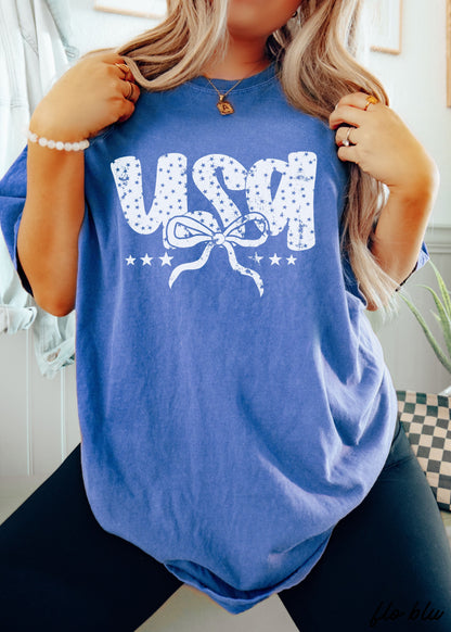 YOUTH USA Bubble Coquette Comfort Colors Tee *9 Colors (S-3X) Chloe Vs Tank The Boutique