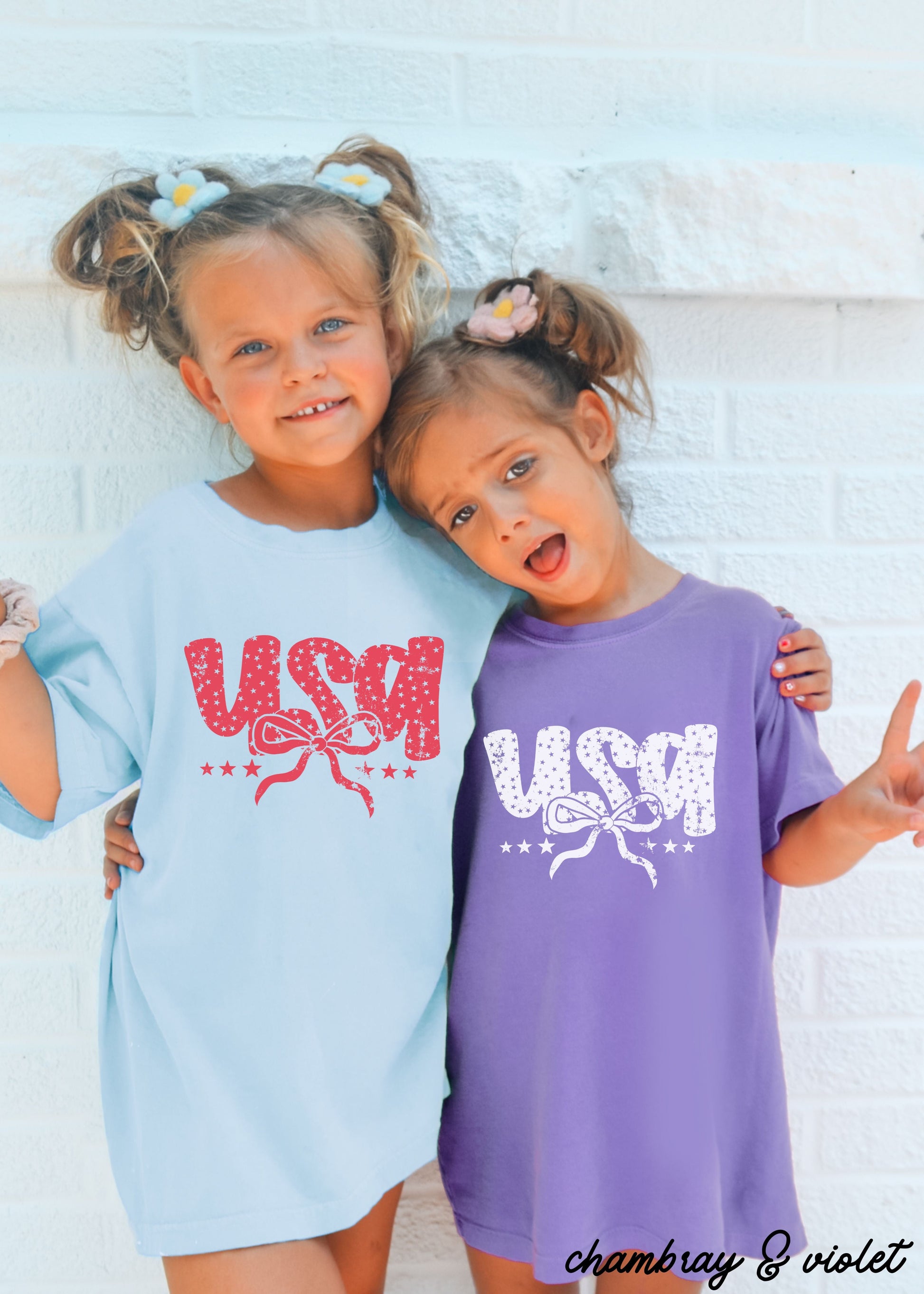 YOUTH USA Bubble Coquette Comfort Colors Tee *9 Colors (S-3X) Chloe Vs Tank The Boutique