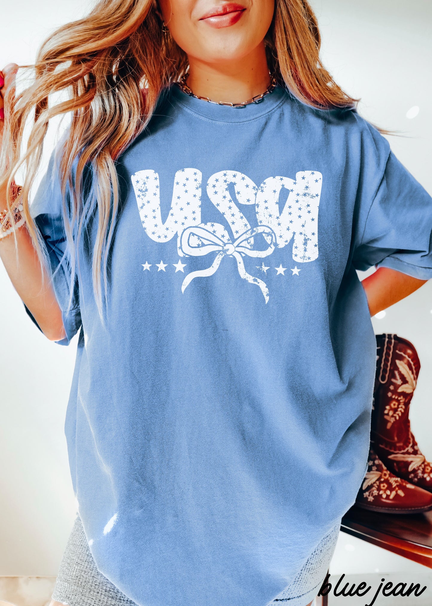 YOUTH USA Bubble Coquette Comfort Colors Tee *9 Colors (S-3X) Chloe Vs Tank The Boutique