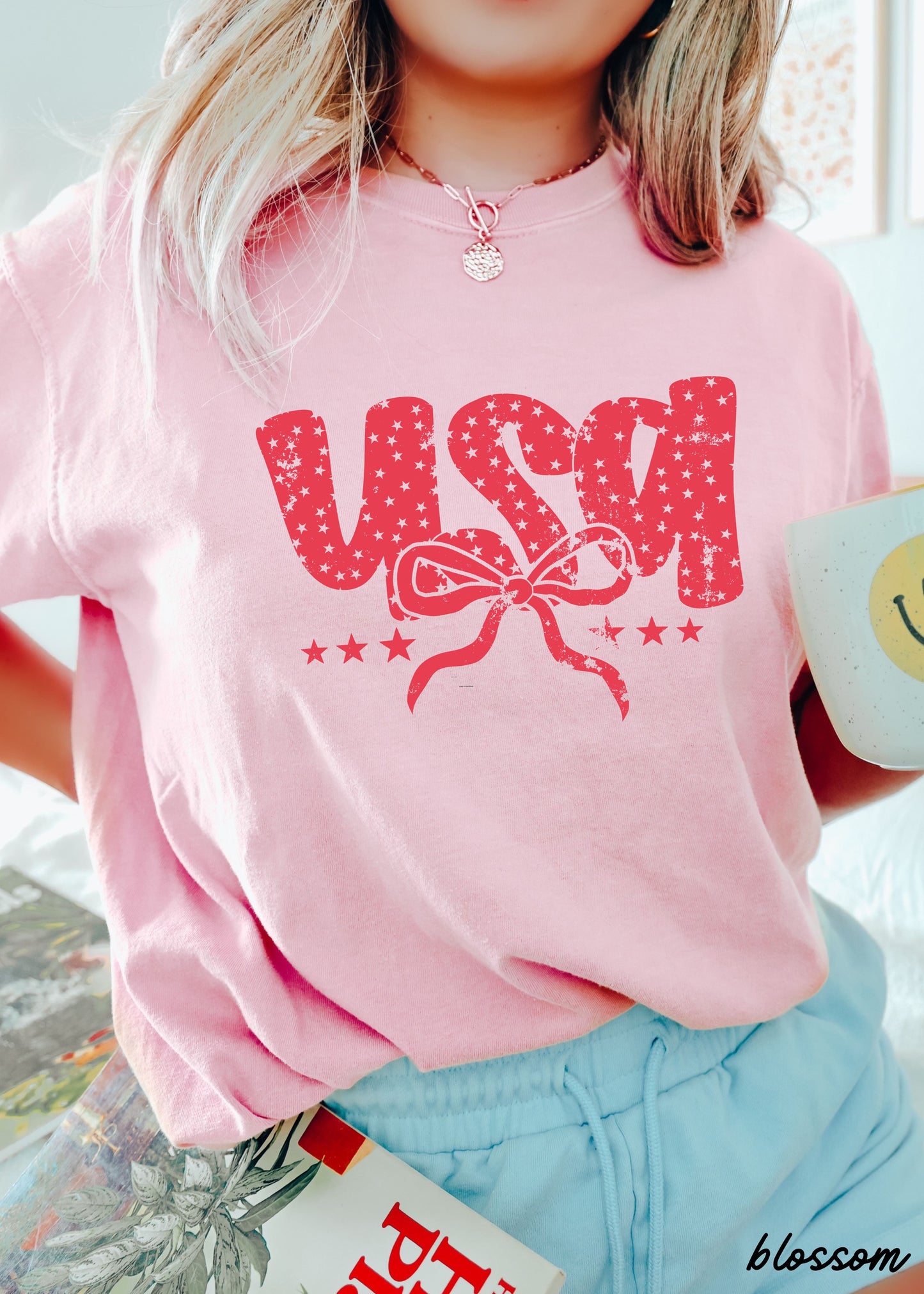 YOUTH USA Bubble Coquette Comfort Colors Tee *9 Colors (S-3X) Chloe Vs Tank The Boutique