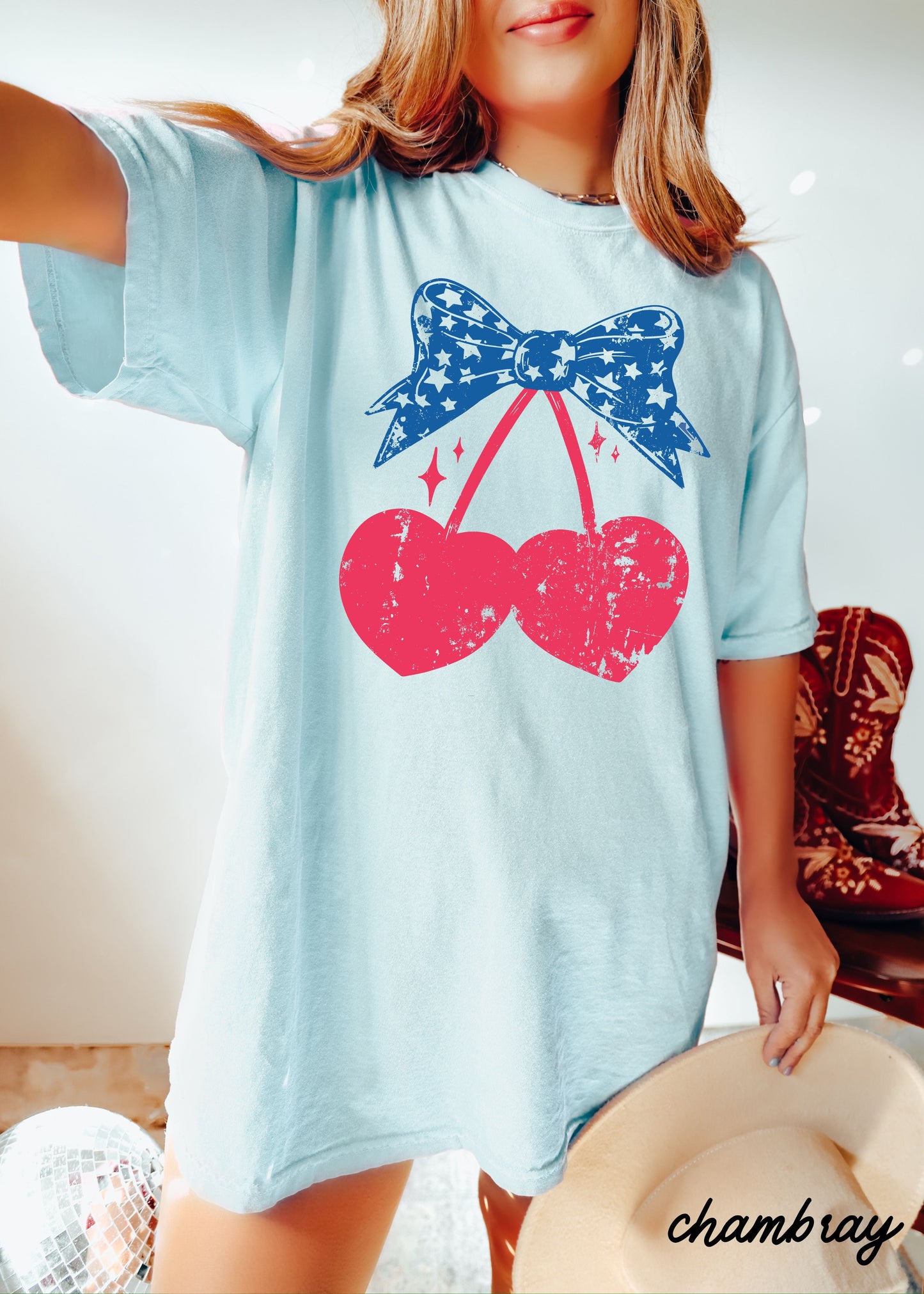 Cherry Coquette Stars Tee *5 Colors (S-3X) Chloe Vs Tank The Boutique