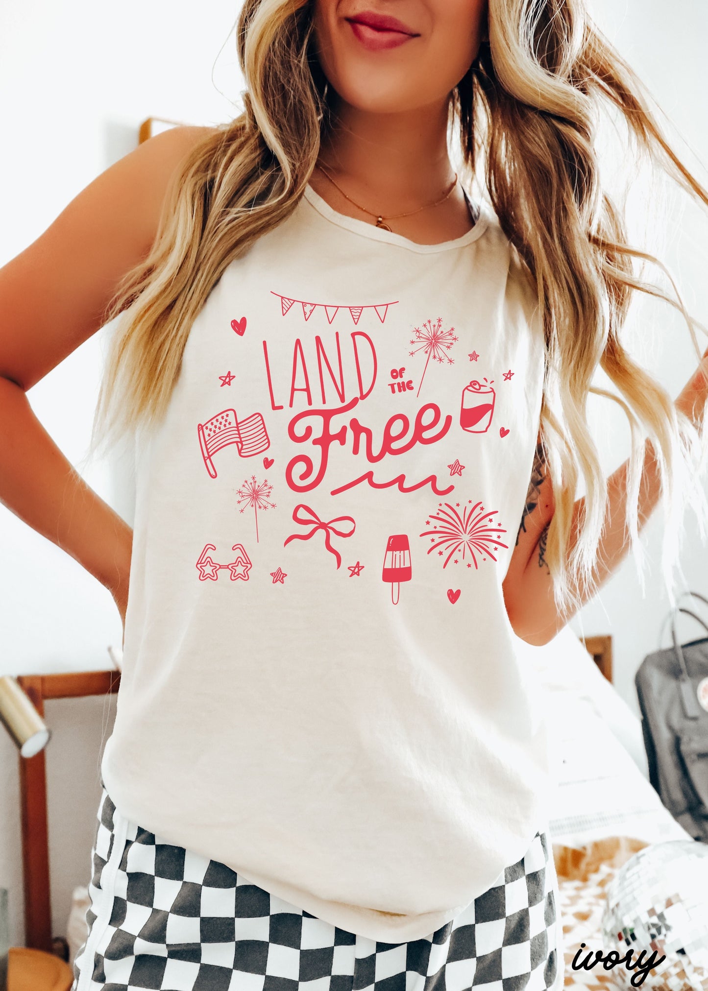Land of the Free Doodle Tank *3 Colors (S-3X) Chloe Vs Tank The Boutique