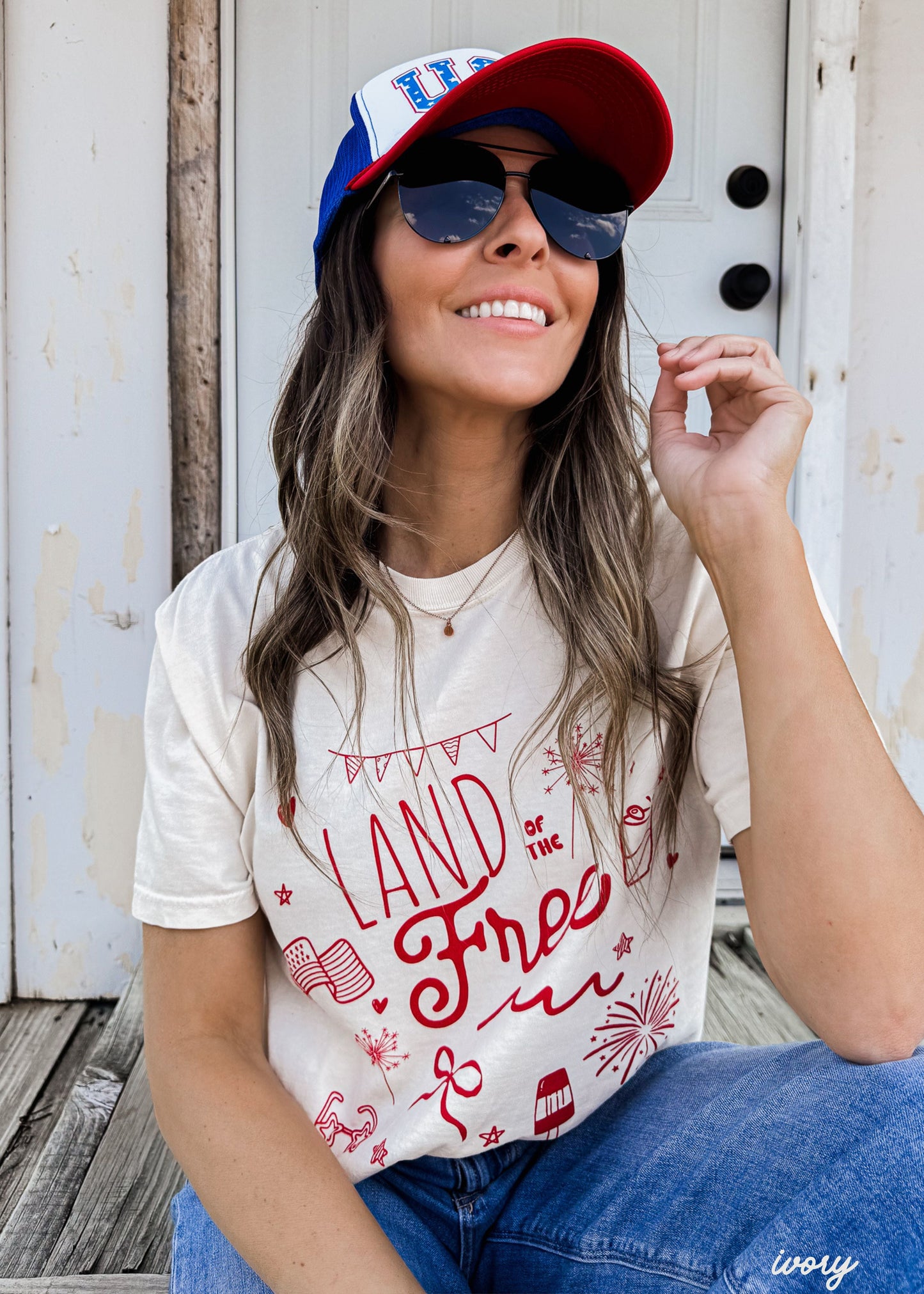 Land of the Free Doodle Tee *8 Colors (S-3X) Chloe Vs Tank The Boutique