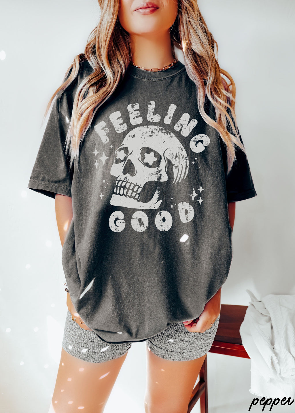 Feeling Good Skull Tee *8 Colors (S-3X) Chloe Vs Tank The Boutique