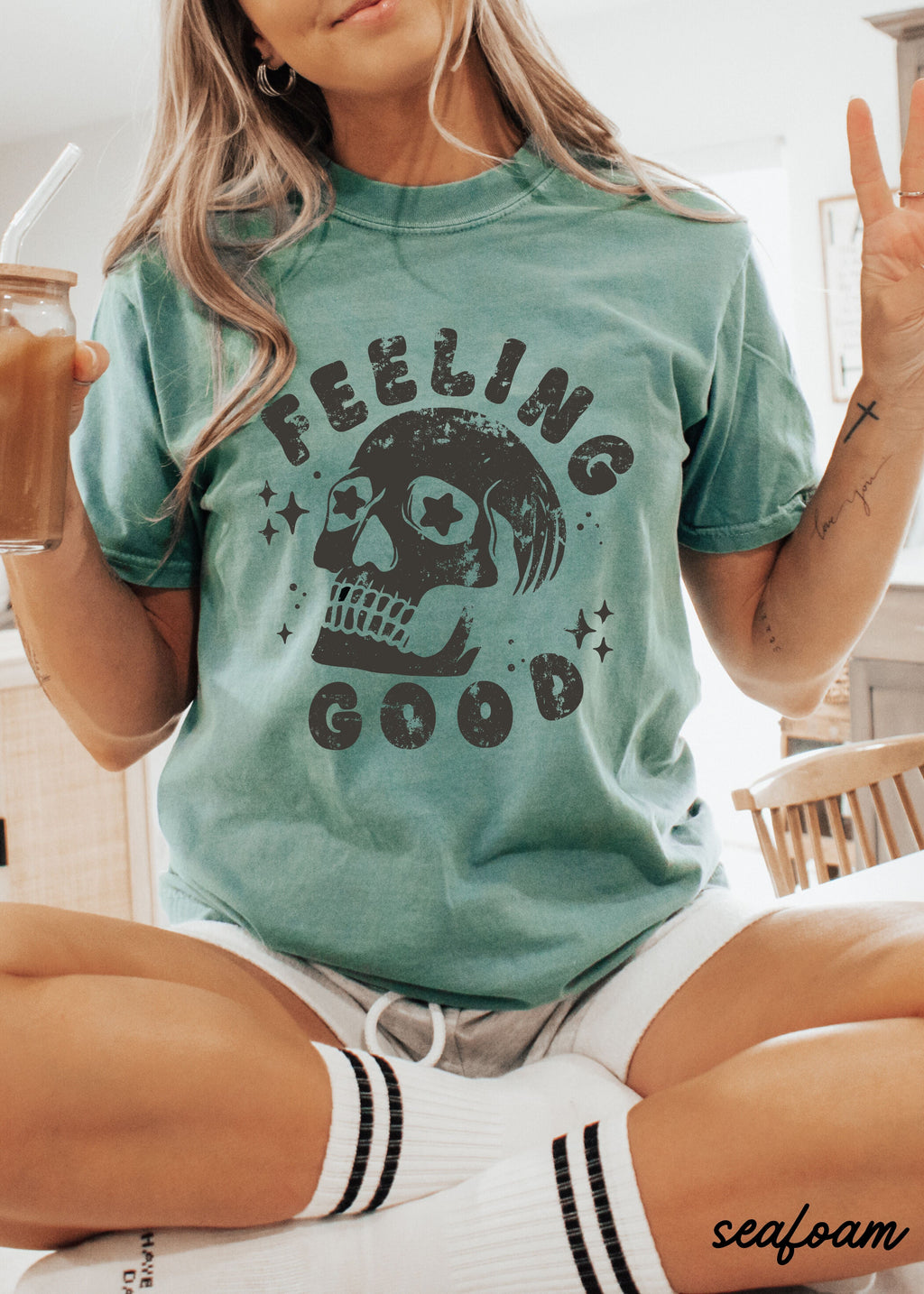 Feeling Good Skull Tee *8 Colors (S-3X) Chloe Vs Tank The Boutique