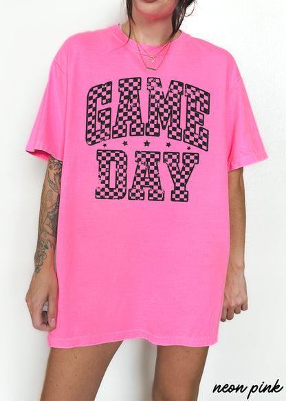 Game Day Checkered Tee *12 Colors (S-3X) Chloe Vs Tank The Boutique