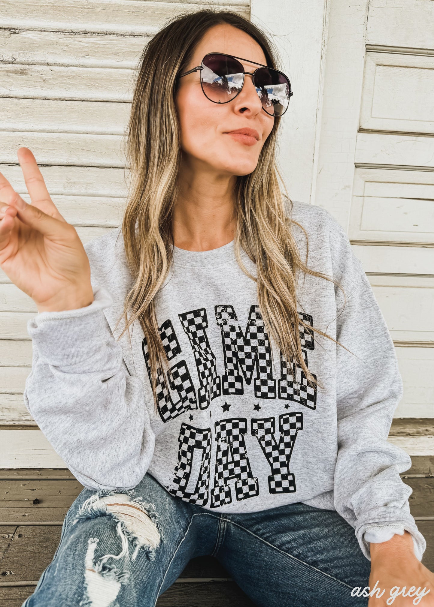 Game Day Checkered Sweatshirt *6 Colors (S-3X) Chloe Vs Tank The Boutique