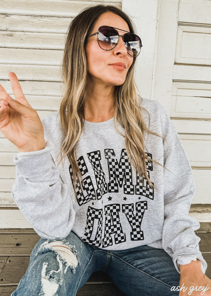 Game Day Checkered Sweatshirt *6 Colors (S-3X) Chloe Vs Tank The Boutique
