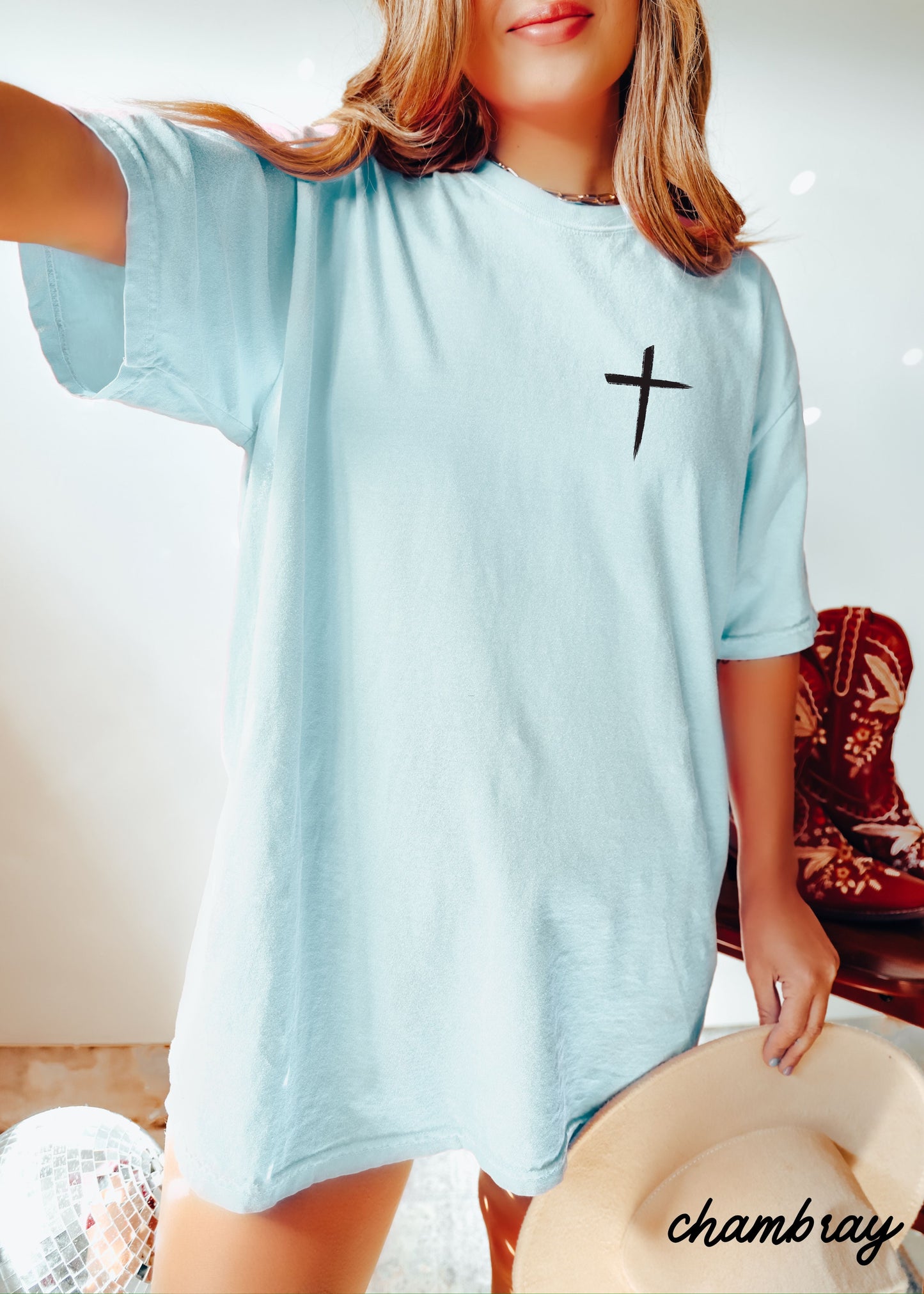 Pocket Cross Comfort Colors Tee *16 Colors (S-3X) Chloe Vs Tank The Boutique