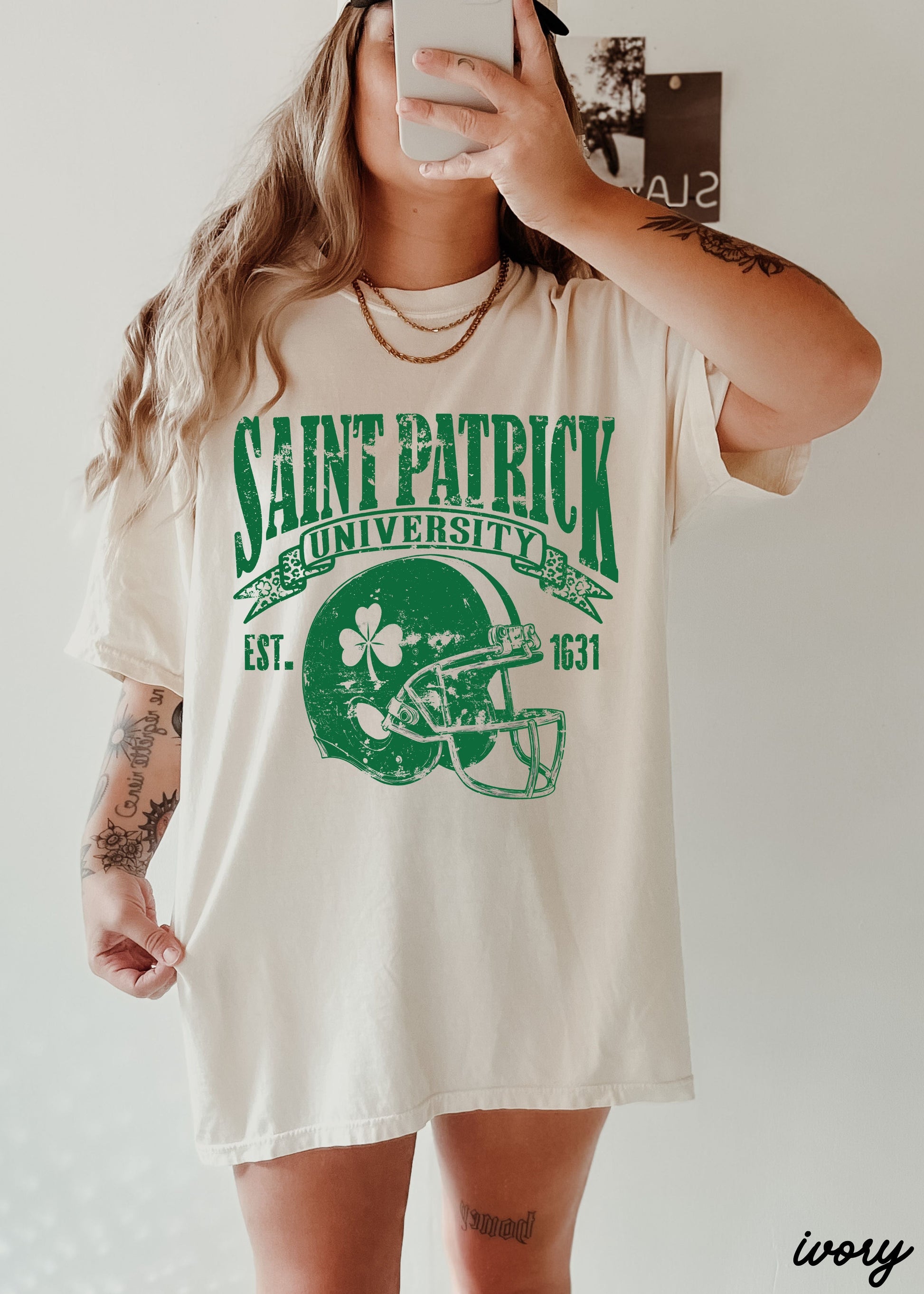St. Patrick's Football University Comfort Colors Tee *6 Colors (S-3X) Chloe Vs Tank The Boutique