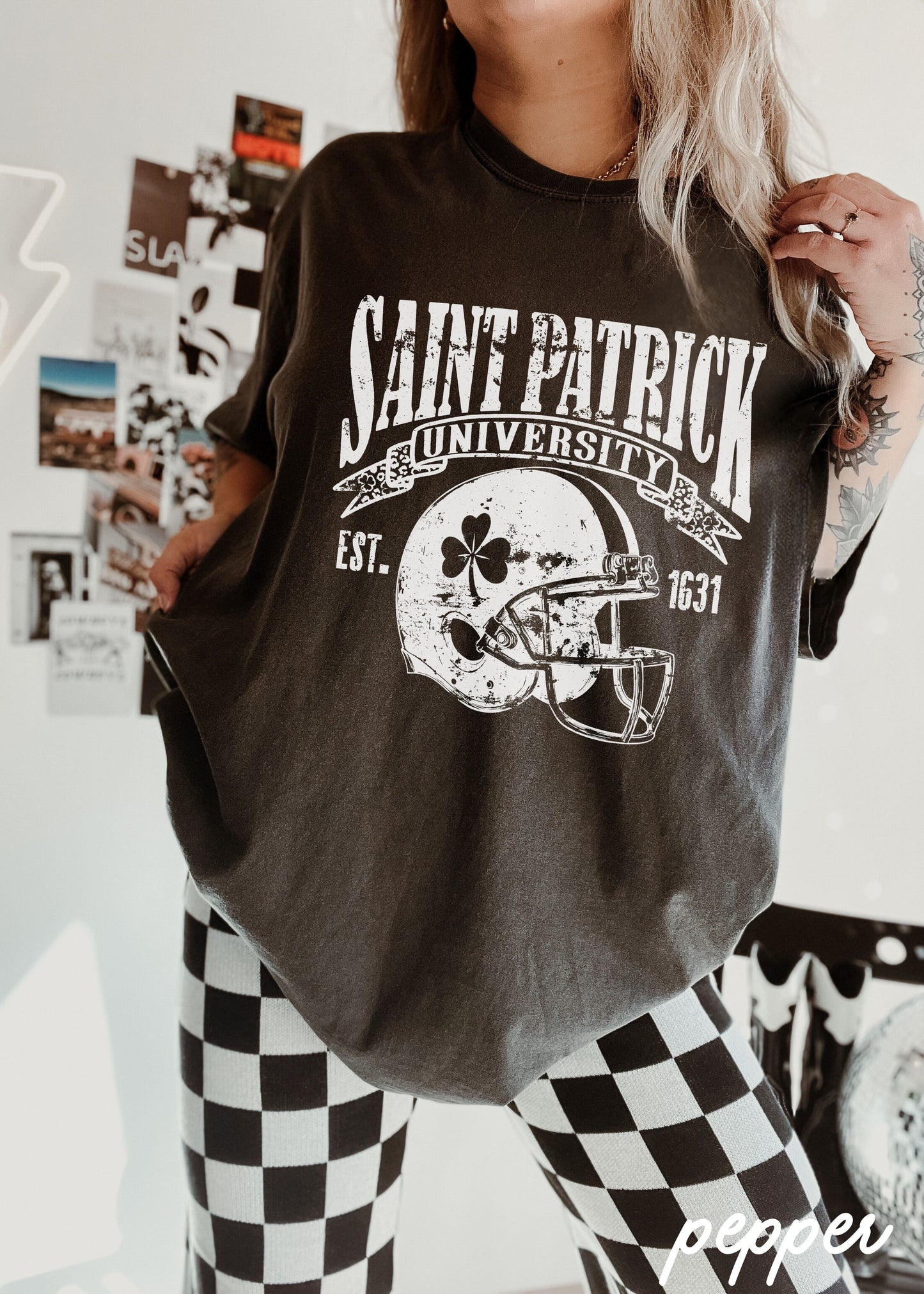 St. Patrick's Football University Comfort Colors Tee *6 Colors (S-3X) Chloe Vs Tank The Boutique