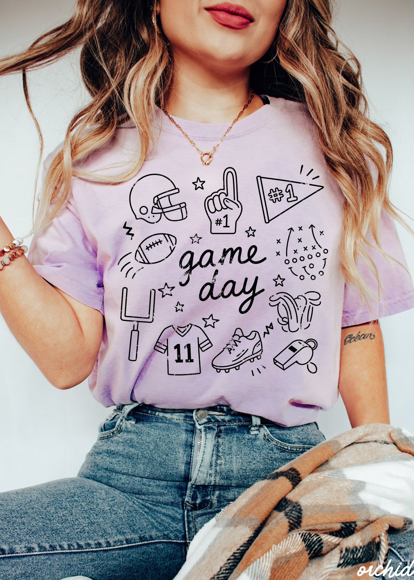 Football Game Day Doodle Tee *16 Colors (S-3X) Chloe Vs Tank The Boutique