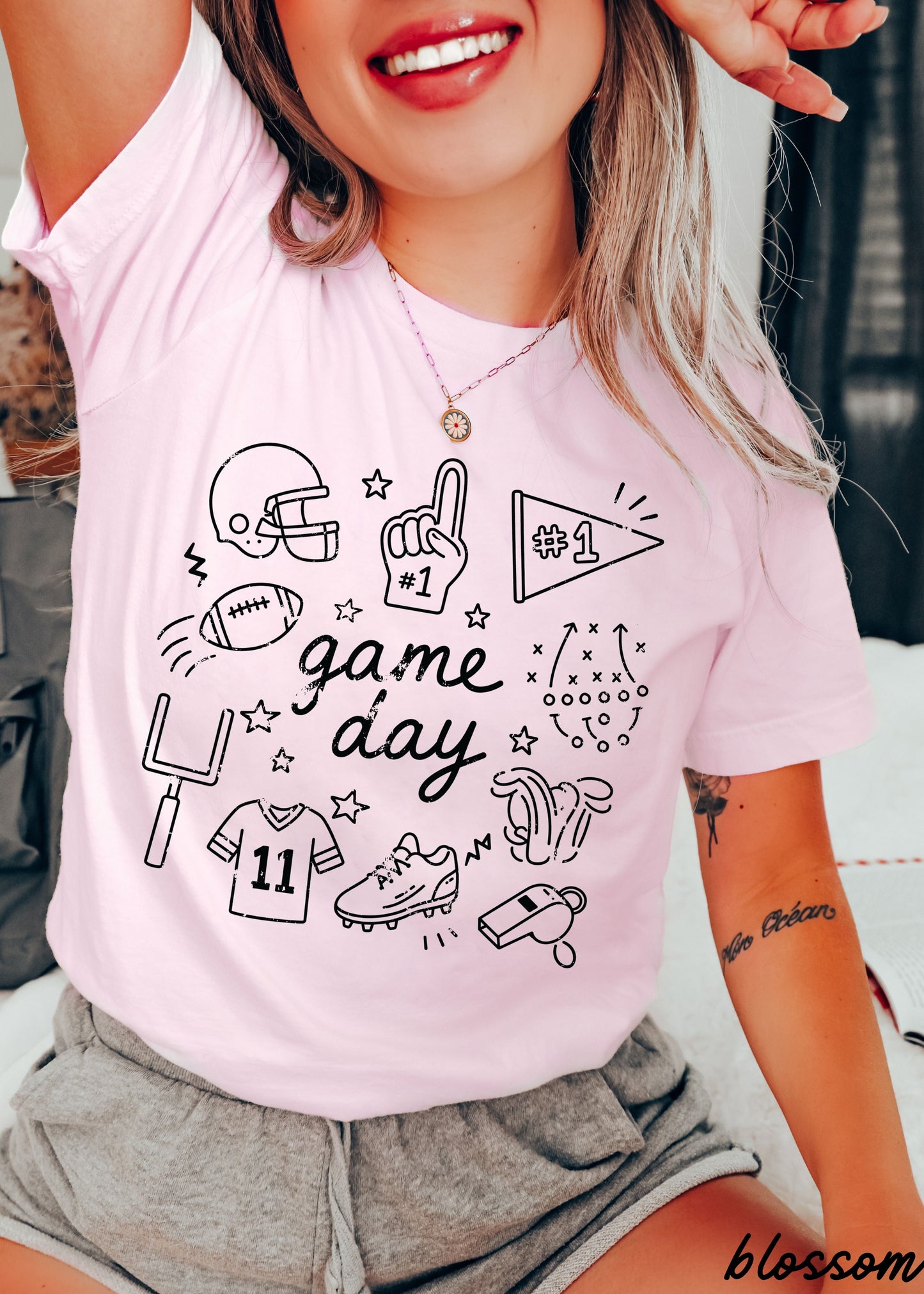 Football Game Day Doodle Tee *16 Colors (S-3X) Chloe Vs Tank The Boutique
