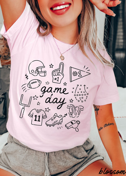 Football Game Day Doodle Tee *16 Colors (S-3X) Chloe Vs Tank The Boutique