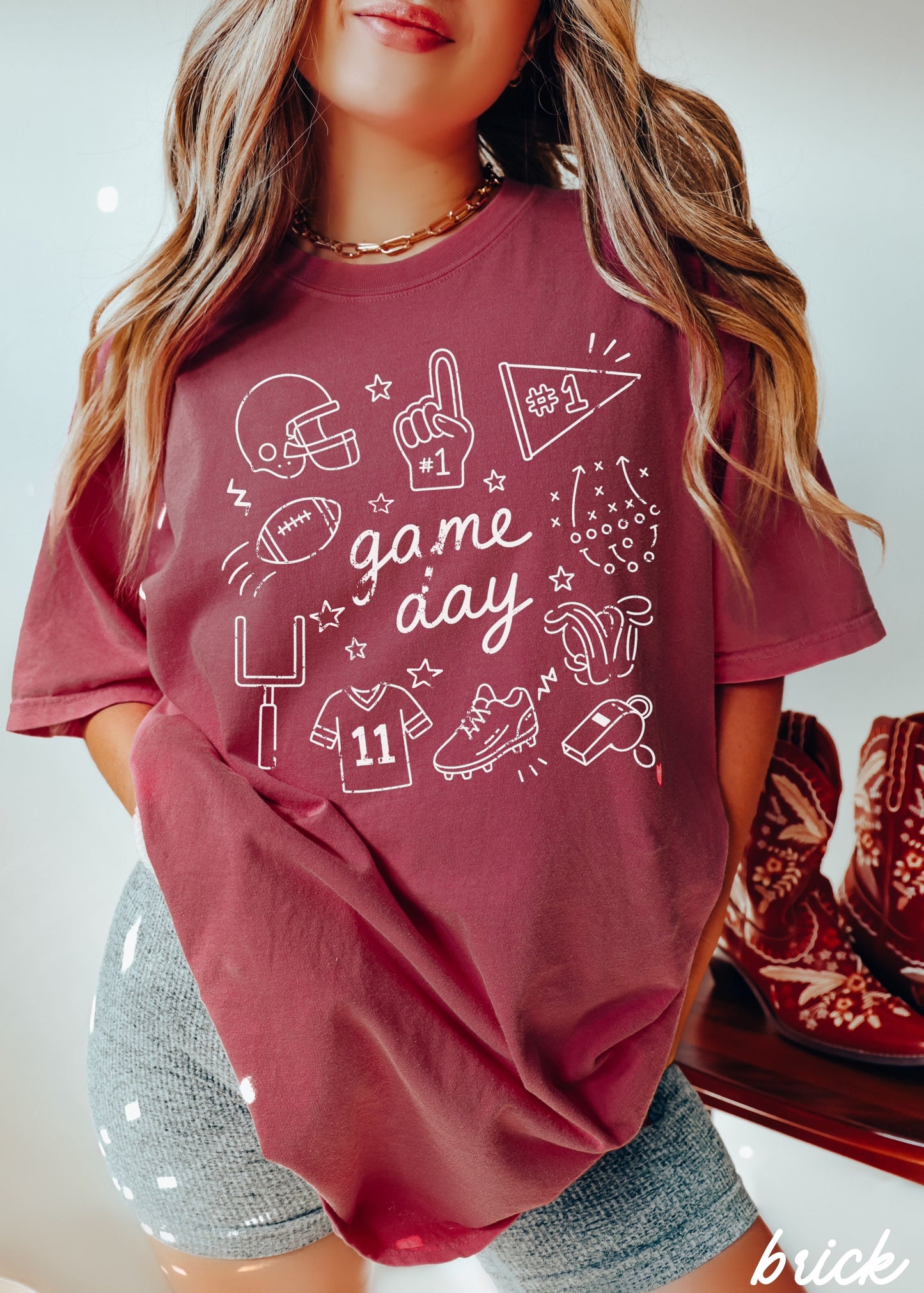 Football Game Day Doodle Tee *16 Colors (S-3X) Chloe Vs Tank The Boutique