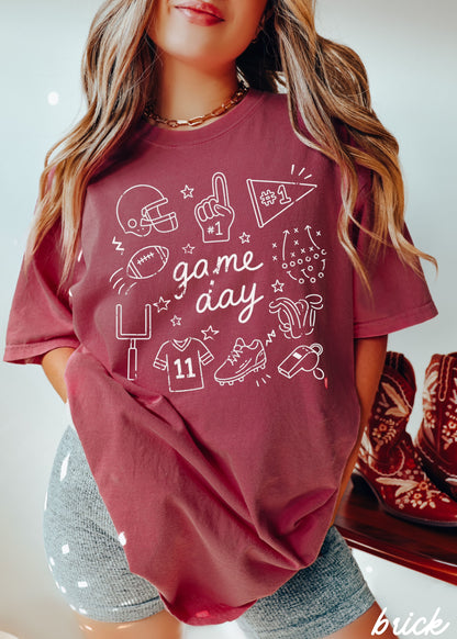 Football Game Day Doodle Tee *16 Colors (S-3X) Chloe Vs Tank The Boutique