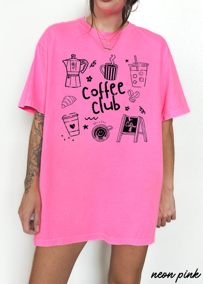 Coffee Club Doodle Tee *16 Colors (S-3X) SC Chloe Vs Tank The Boutique