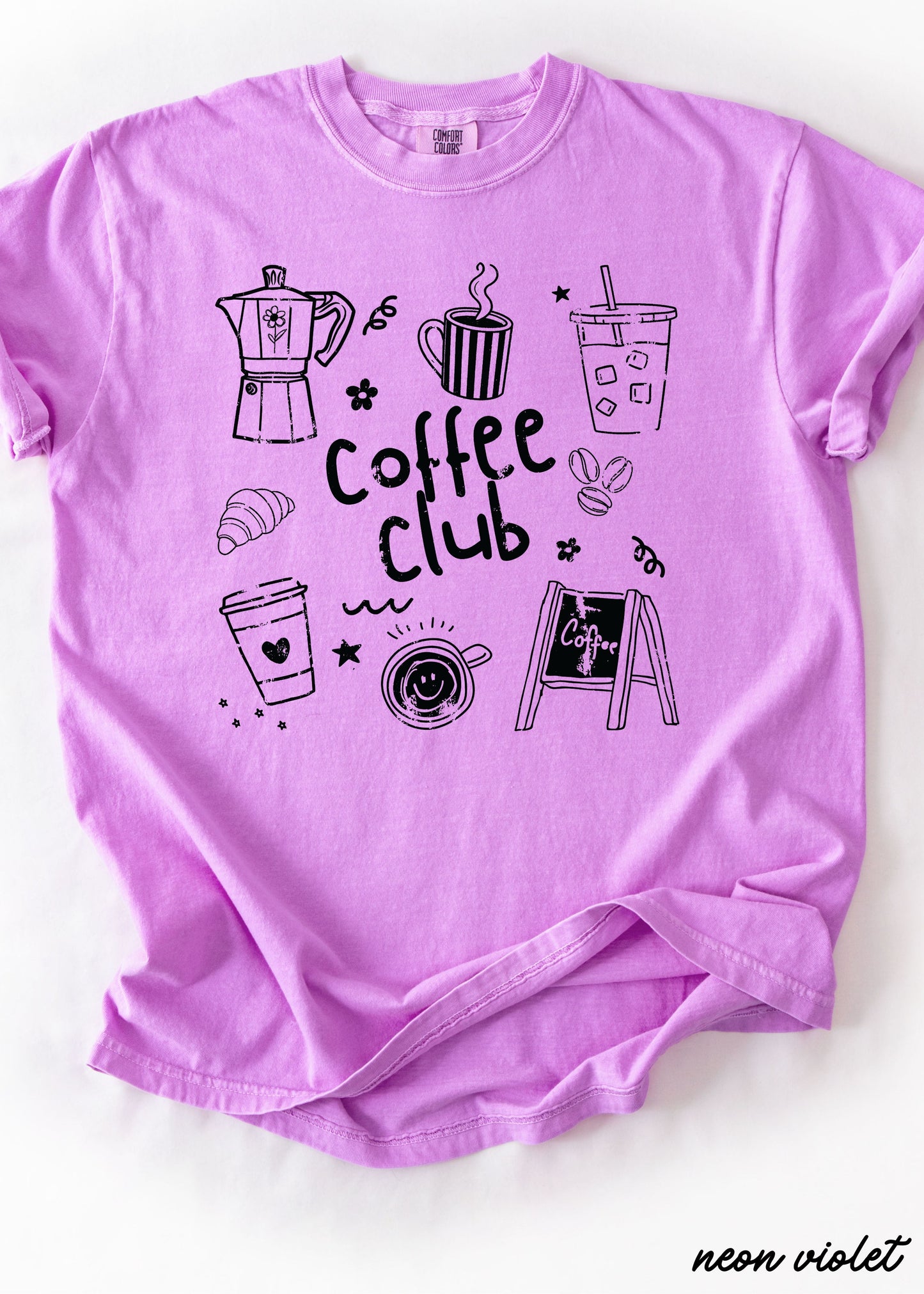 Coffee Club Doodle Tee *16 Colors (S-3X) SC Chloe Vs Tank The Boutique