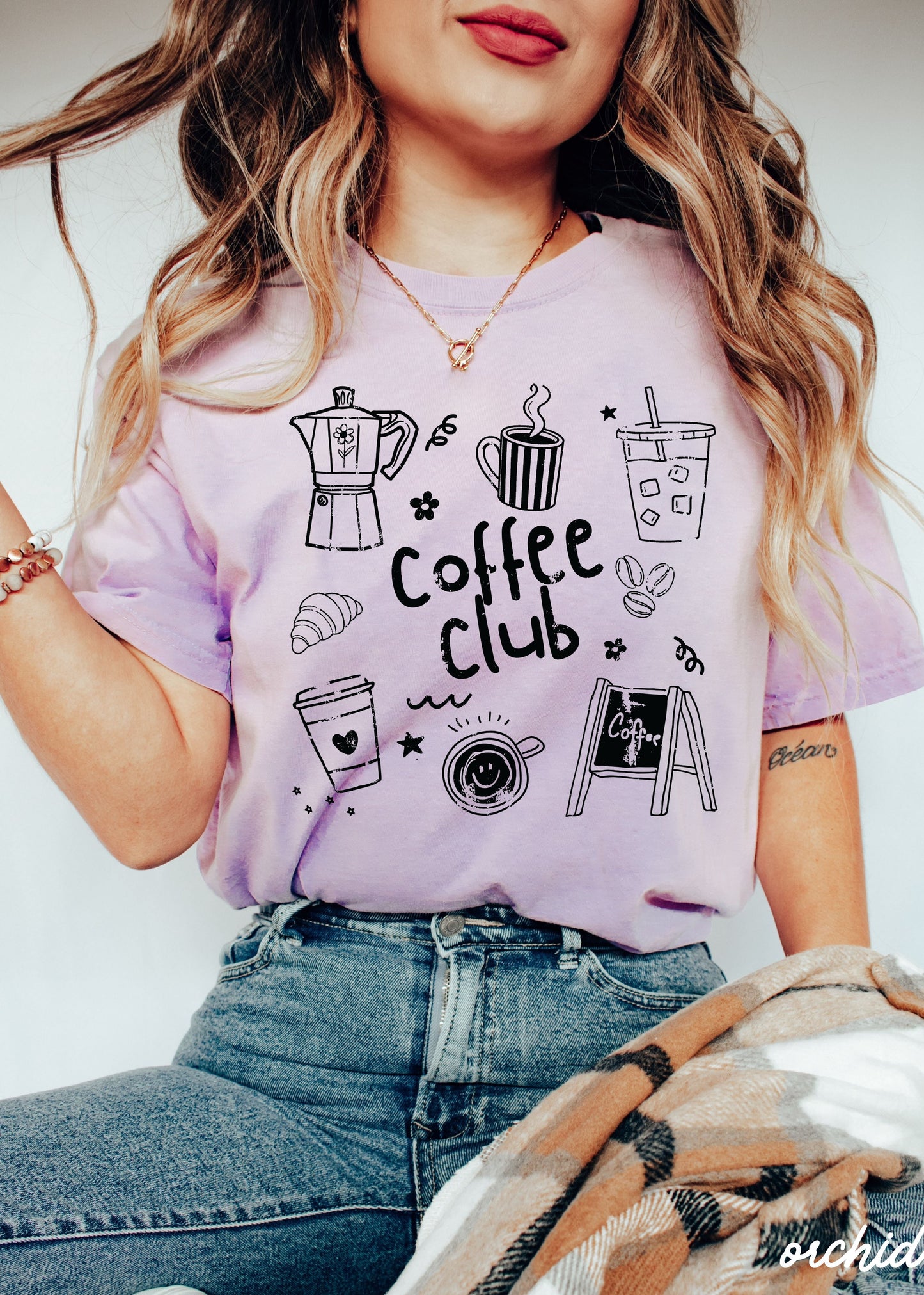 Coffee Club Doodle Tee *16 Colors (S-3X) SC Chloe Vs Tank The Boutique