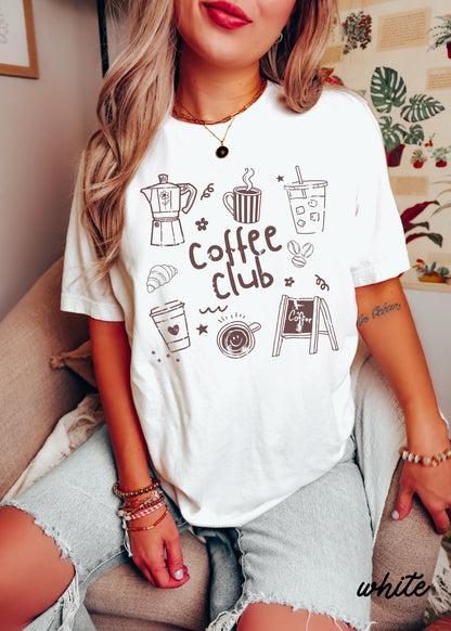 Coffee Club Doodle Tee *16 Colors (S-3X) SC Chloe Vs Tank The Boutique