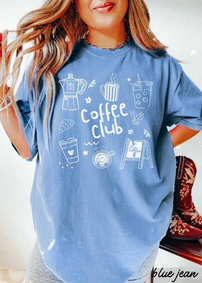 Coffee Club Doodle Tee *16 Colors (S-3X) SC Chloe Vs Tank The Boutique